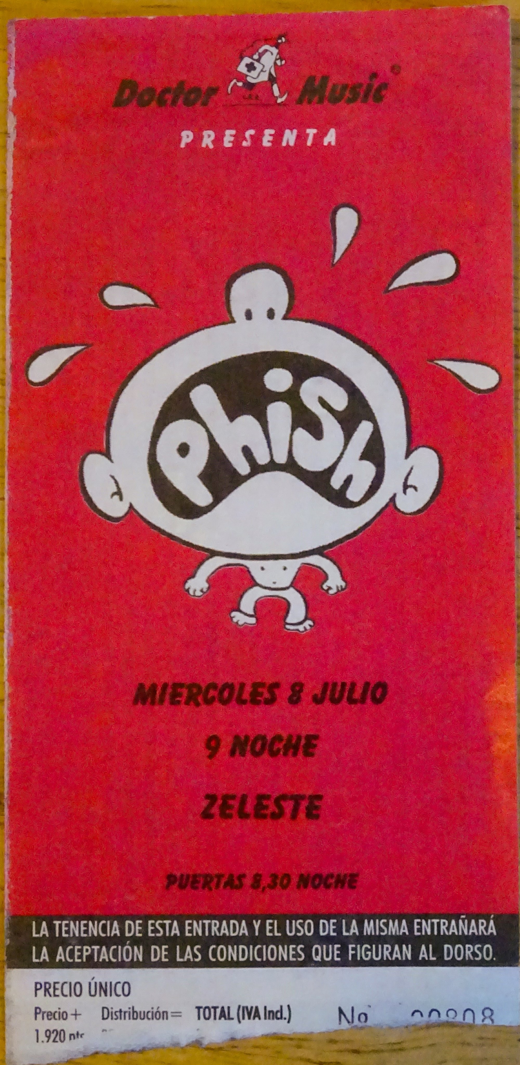 Ticket for 1998-07-08 at Zeleste