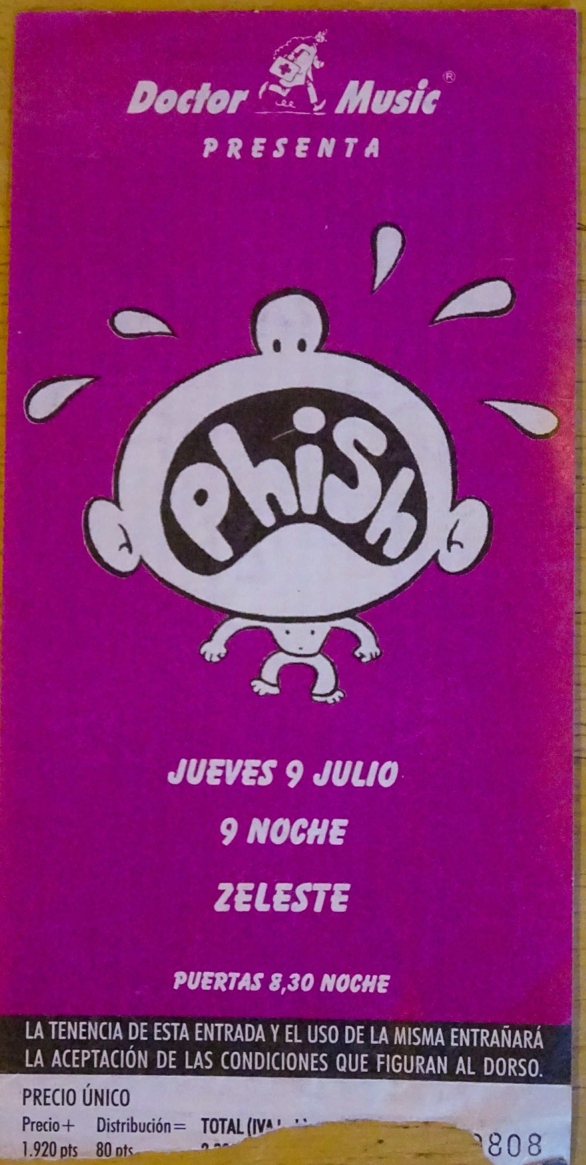 Ticket for 1998-07-09 at Zeleste