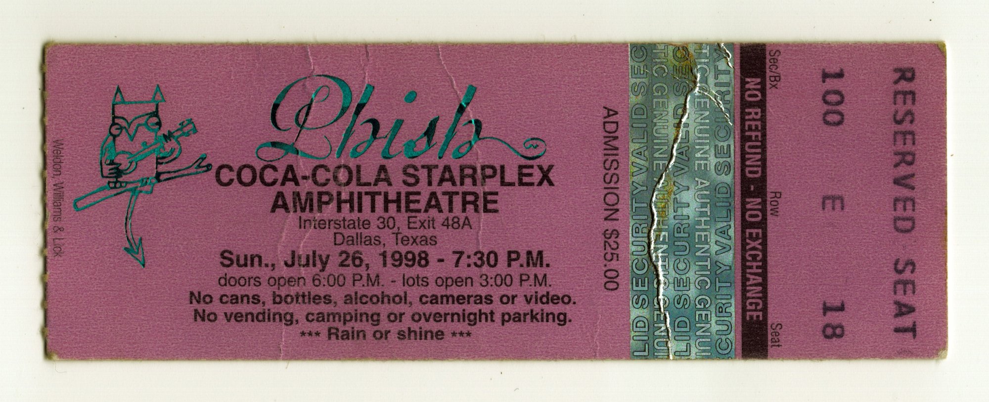 Ticket for 1998-07-26 at Starplex Amphitheatre