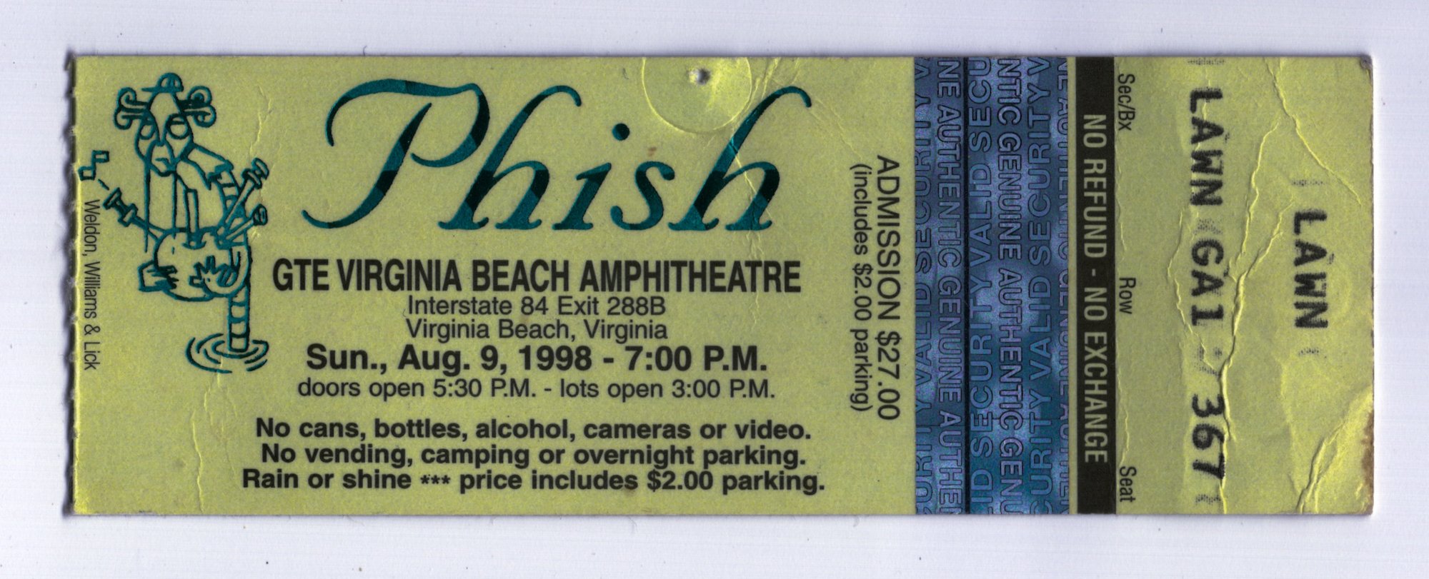 Ticket for 1998-08-09 at GTE