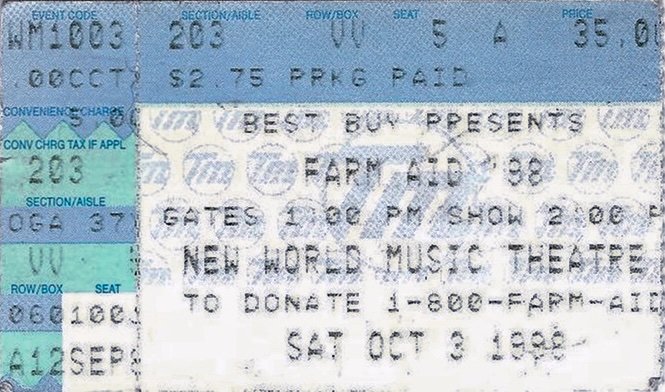 Ticket for 1998-10-03 at New World Music Theatre