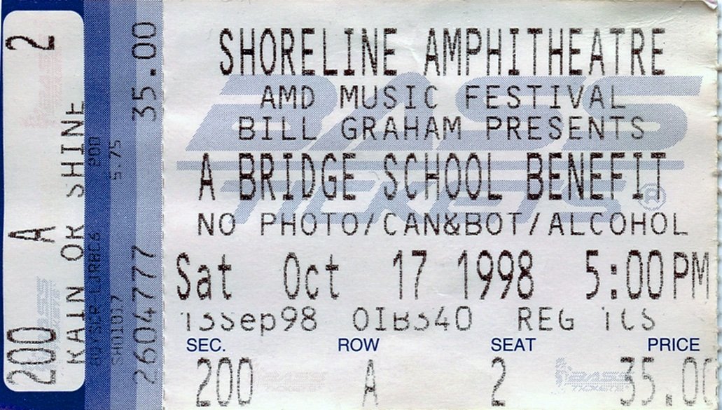 Ticket for 1998-10-17 at Shoreline Amphitheatre