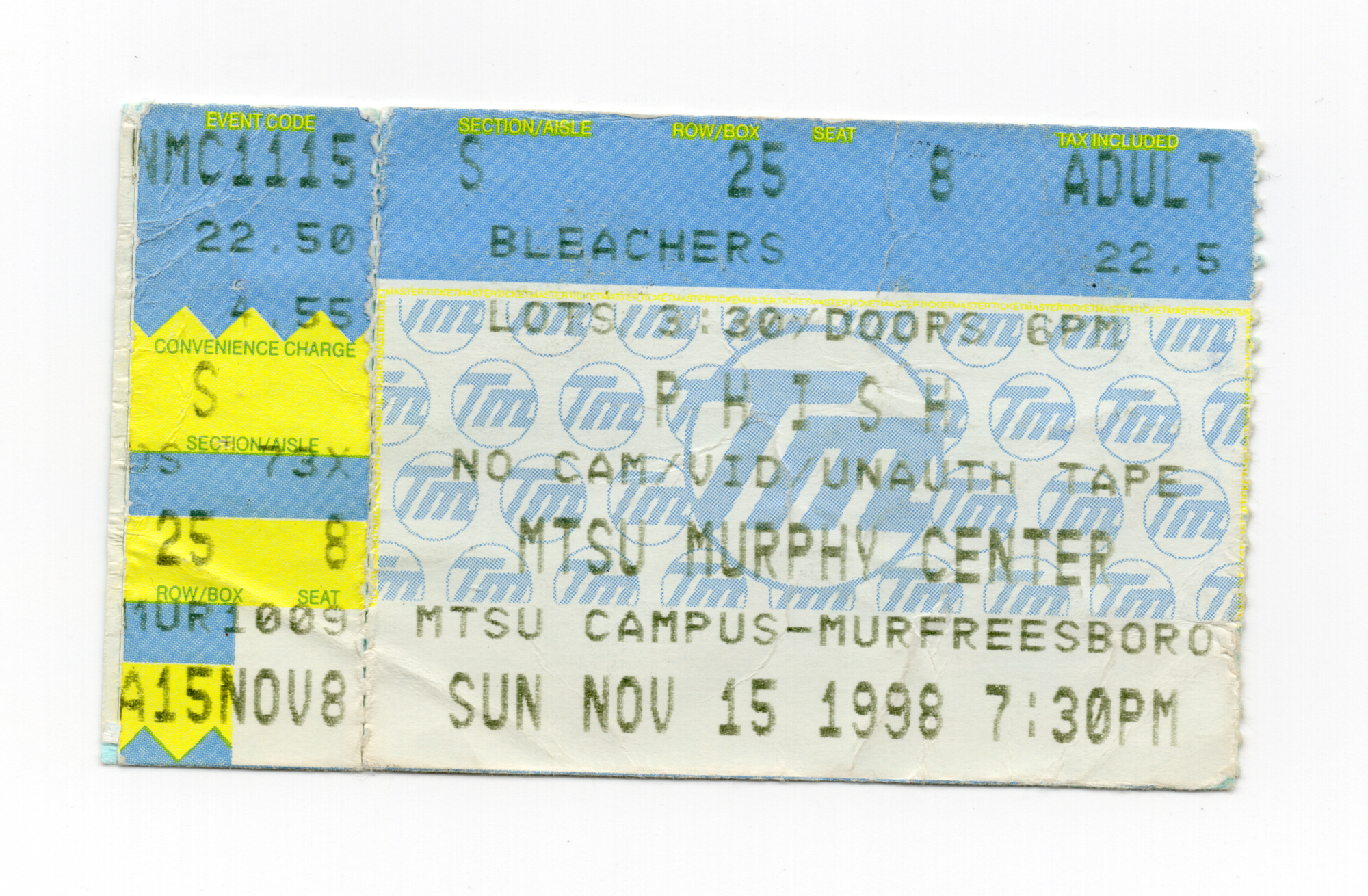Ticket for 1998-11-15 at Murphy Center