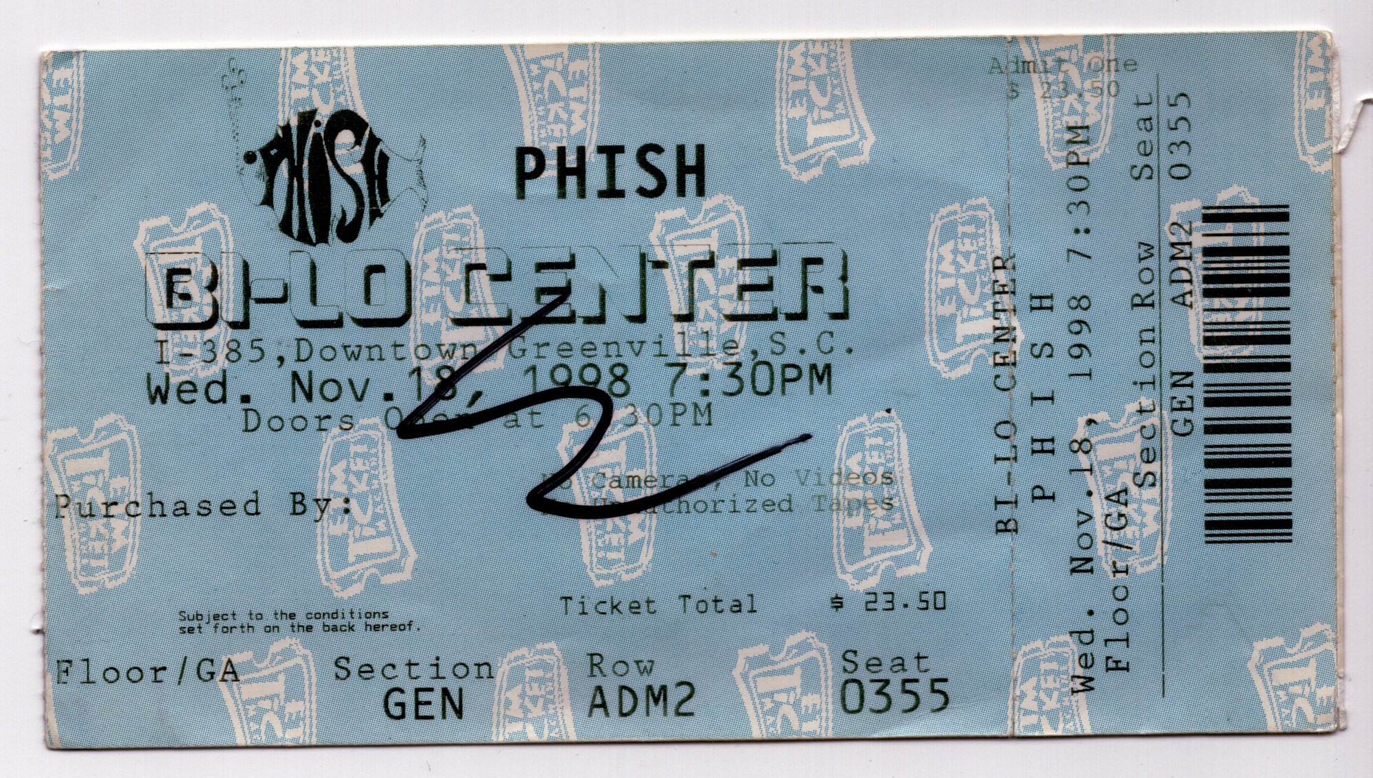 Ticket for 1998-11-18 at BI-LO Center