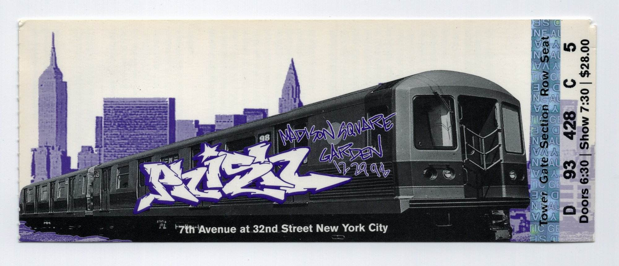 Ticket for 1998-12-29 at Madison Square Garden