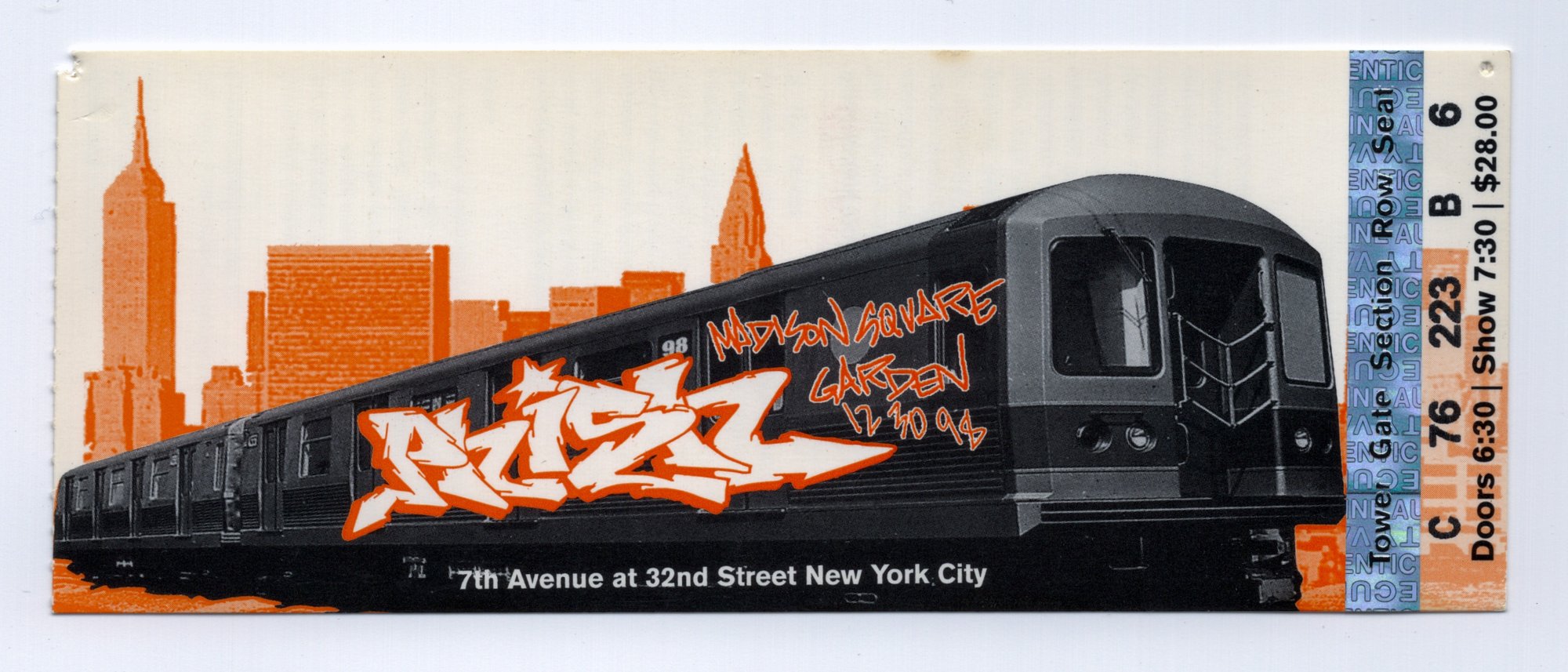 Ticket for 1998-12-30 at Madison Square Garden