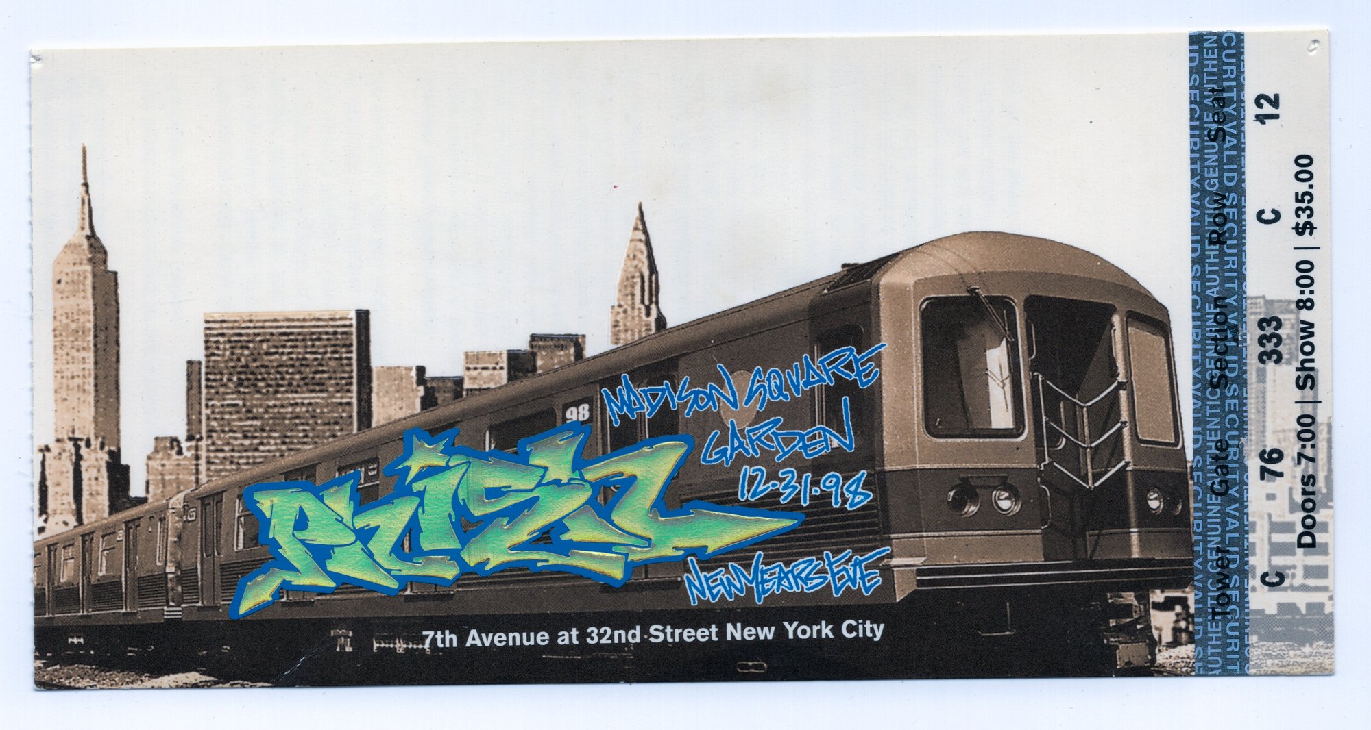 Ticket for 1998-12-31 at Madison Square Garden