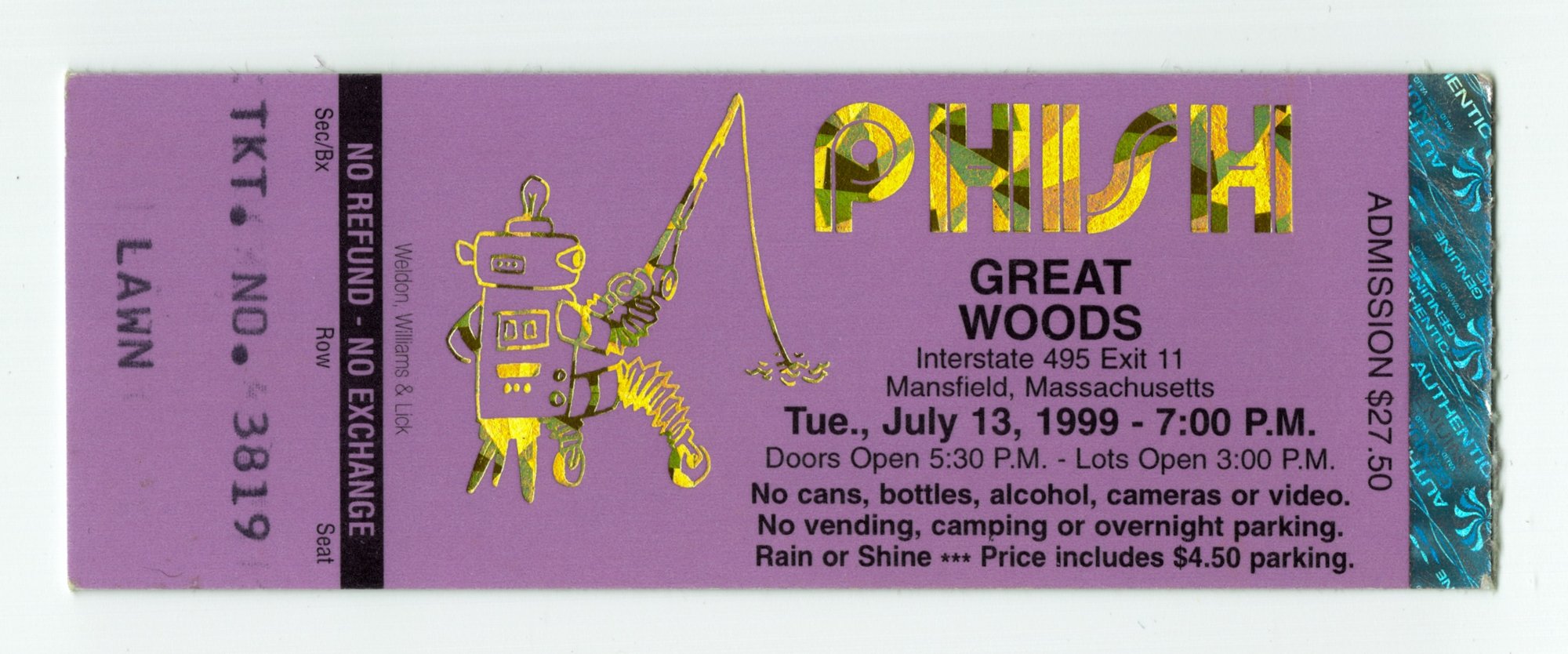 Ticket for 1999-07-13 at Tweeter Center