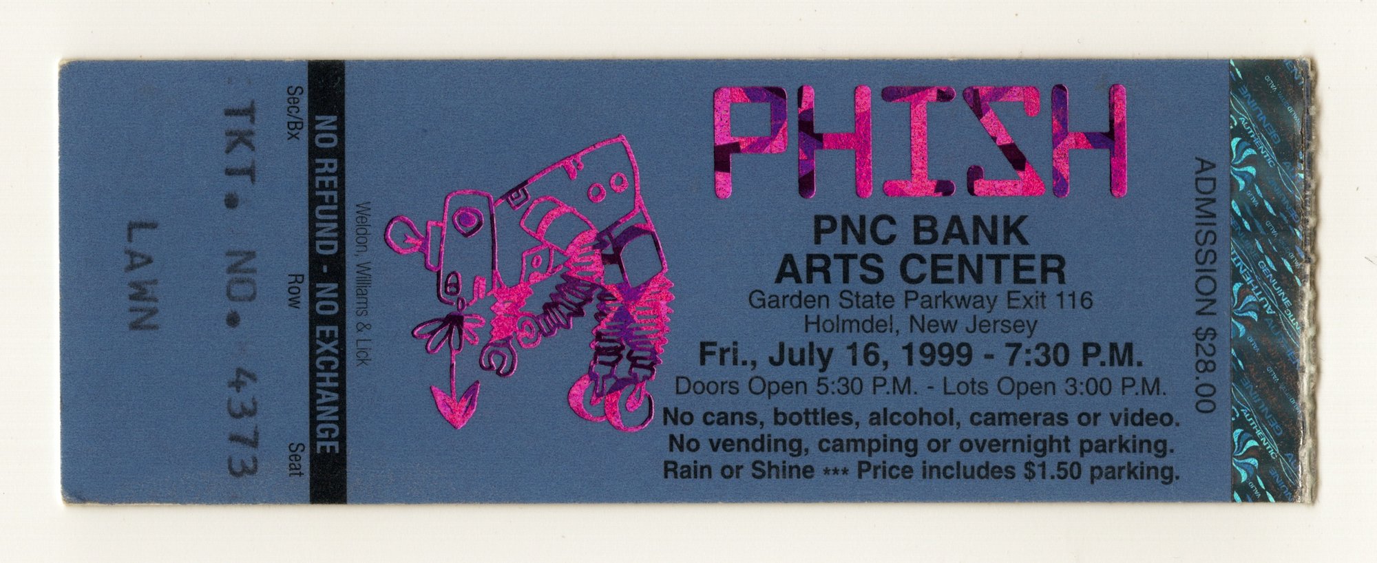 Ticket for 1999-07-16 at PNC Bank Arts Center