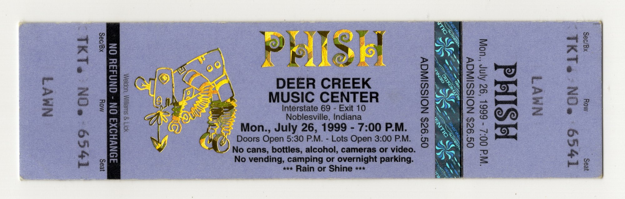 Ticket for 1999-07-26 at Deer Creek