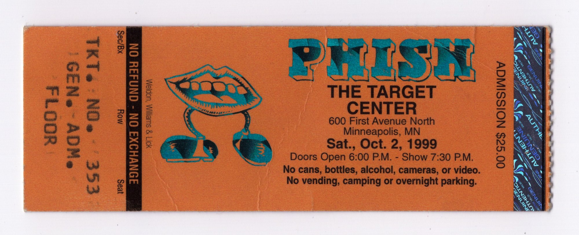 Ticket for 1999-10-02 at Target Center