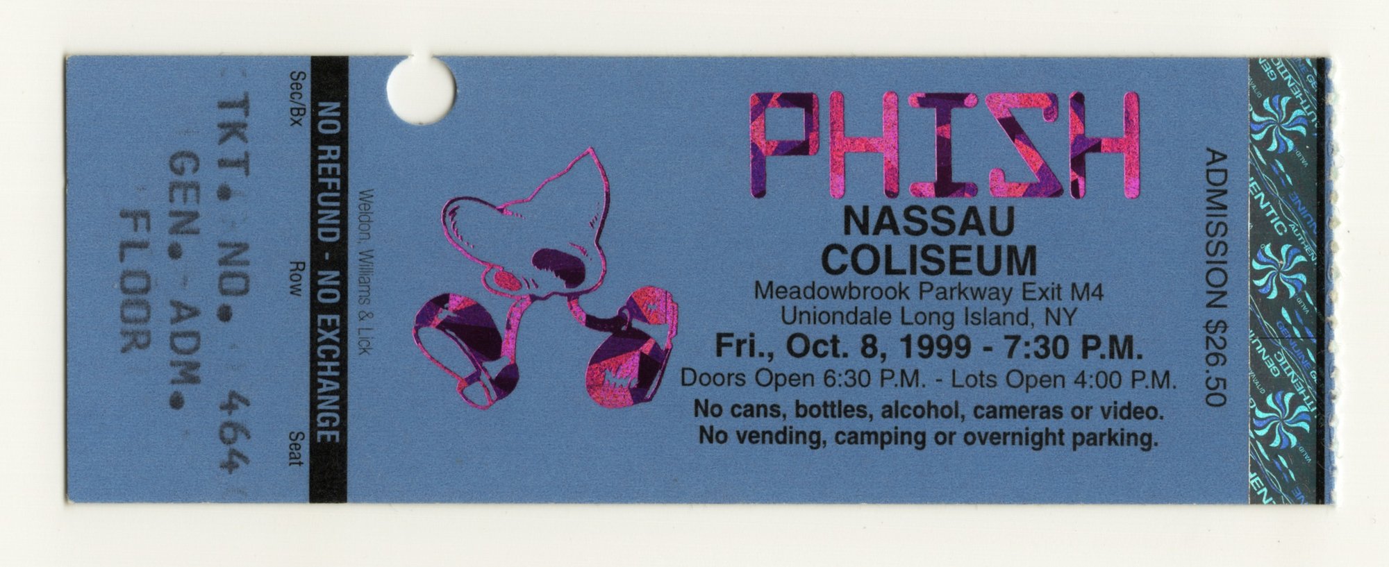 Ticket for 1999-10-08 at Nassau Coliseum