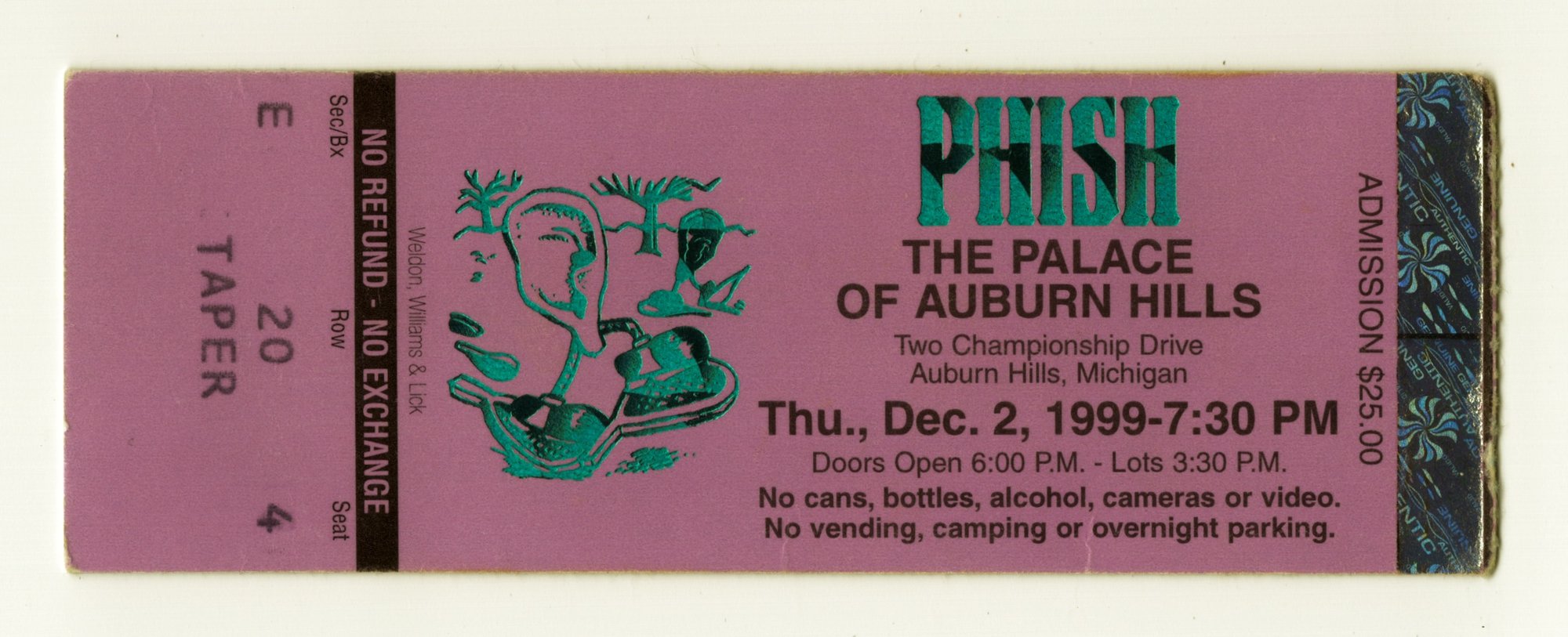 Ticket for 1999-12-02 at The Palace