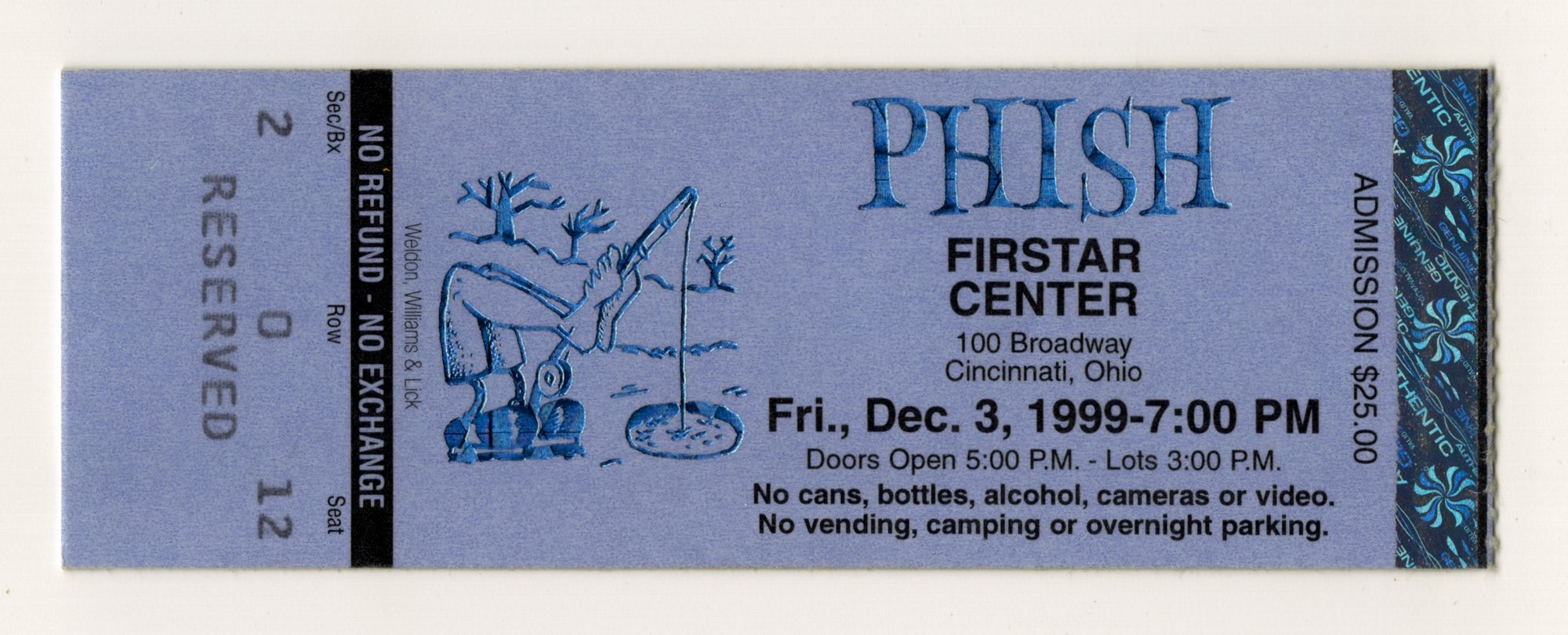 Ticket for 1999-12-03 at Firstar Center