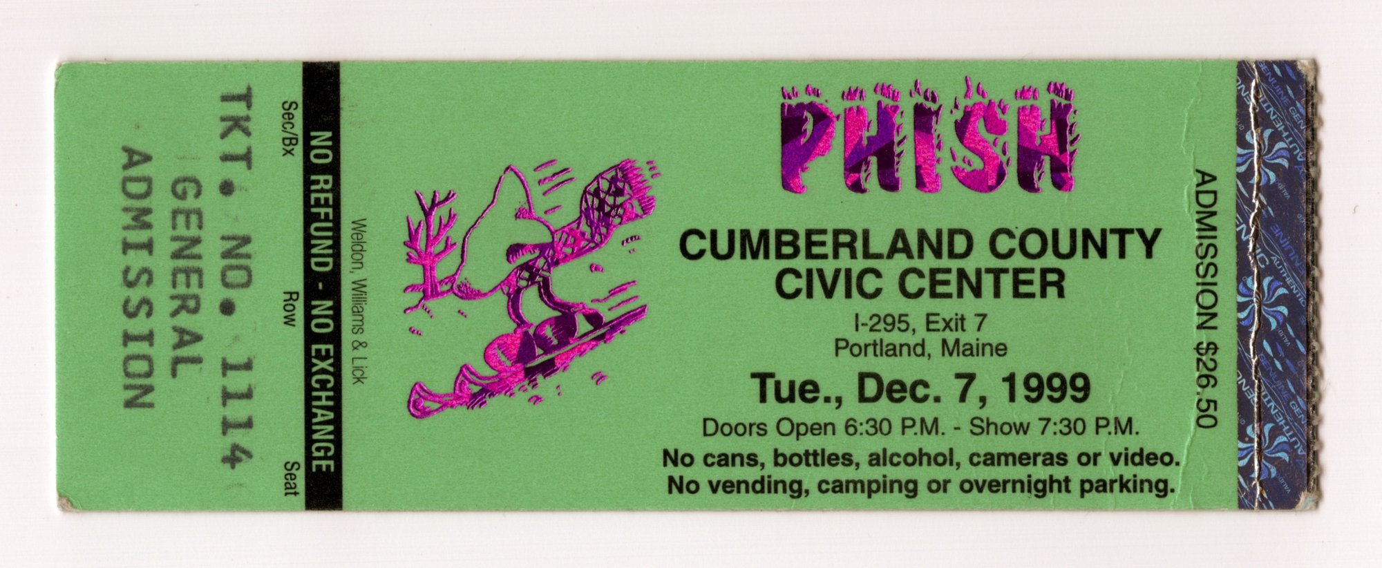 Ticket for 1999-12-07 at Cumberland County Civic Center