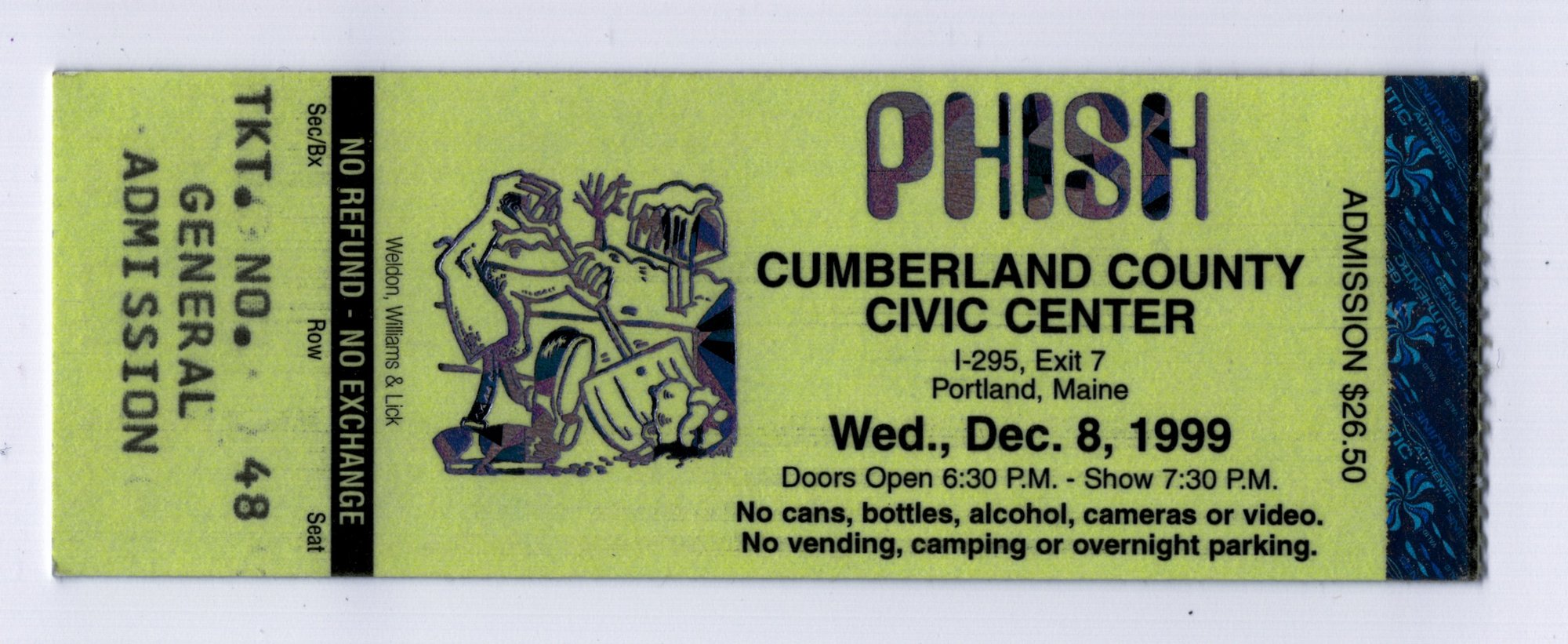 Ticket for 1999-12-08 at Cumberland County Civic Center