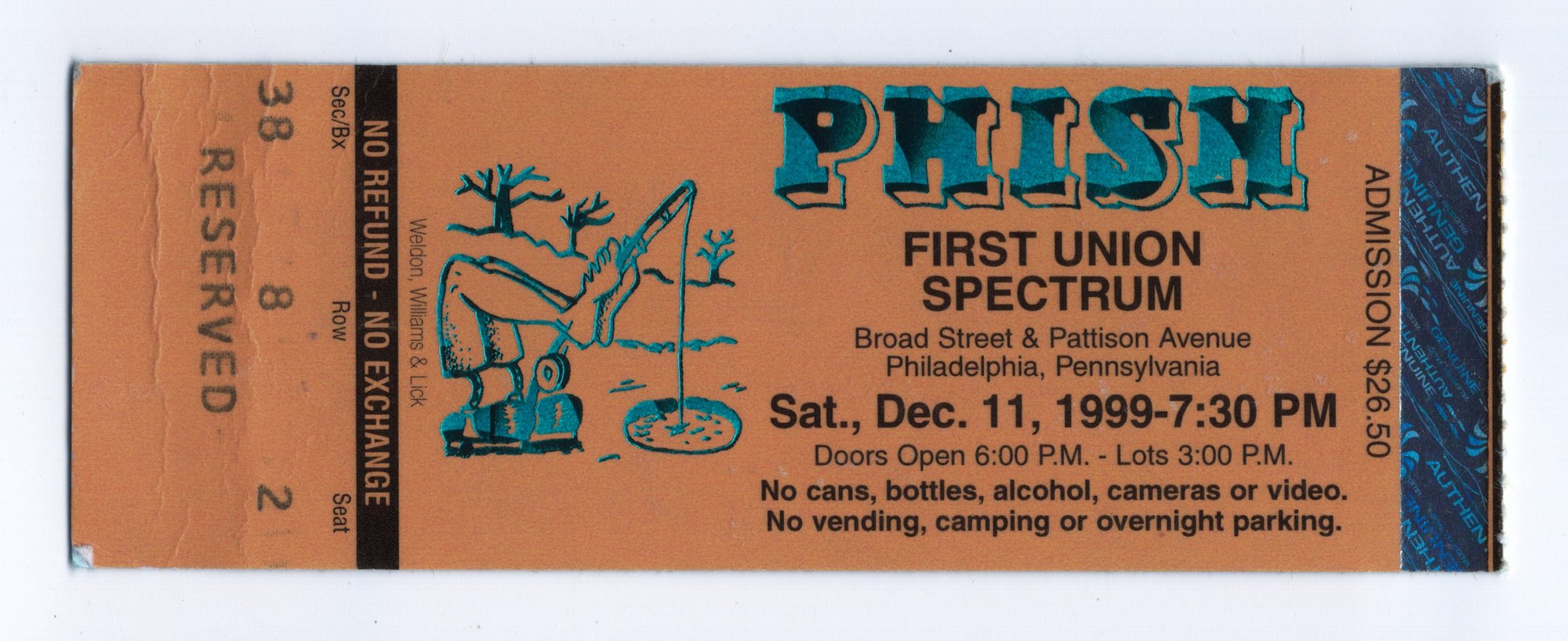 Ticket for 1999-12-11 at First Union Spectrum