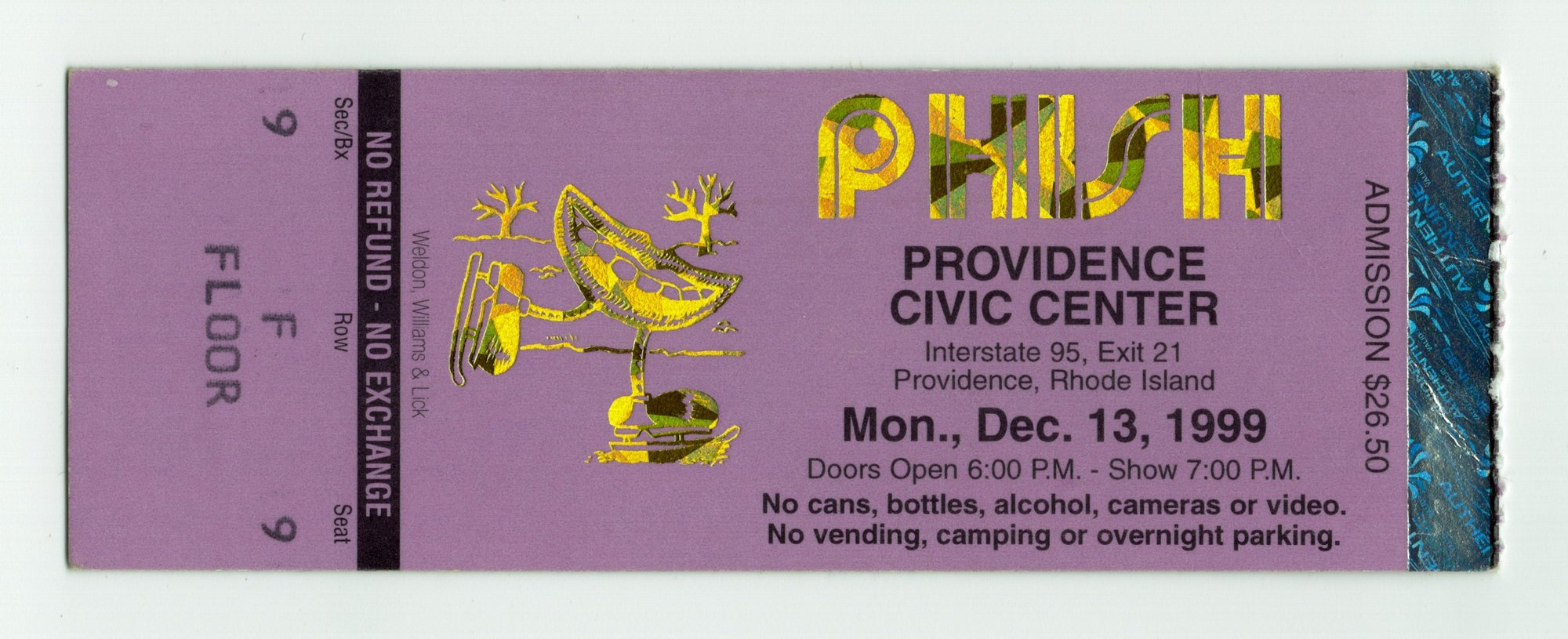 Ticket for 1999-12-13 at Providence Civic Center