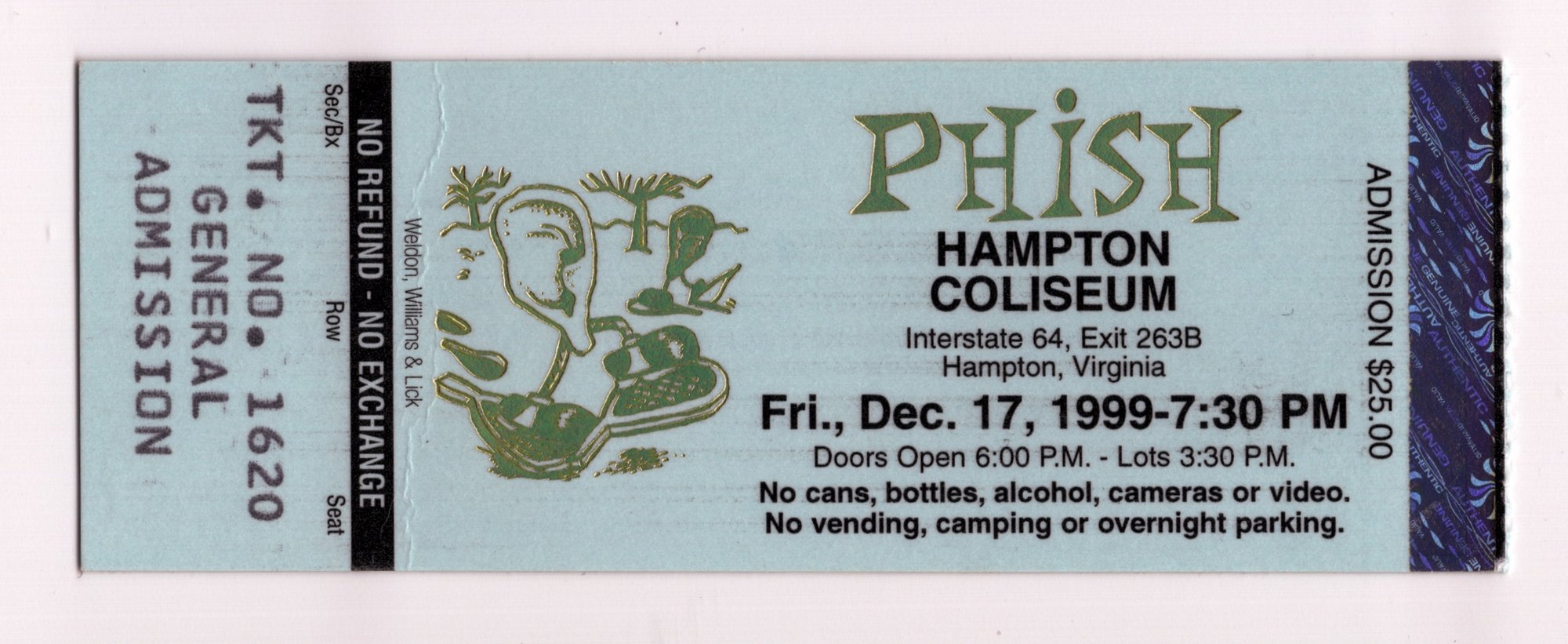 Ticket for 1999-12-17 at Hampton Coliseum