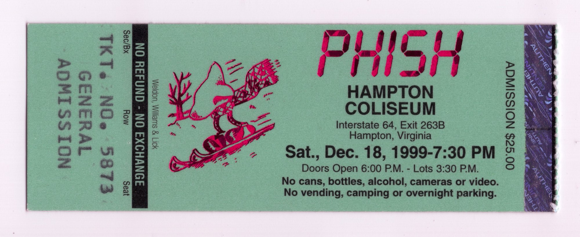 Ticket for 1999-12-18 at Hampton Coliseum