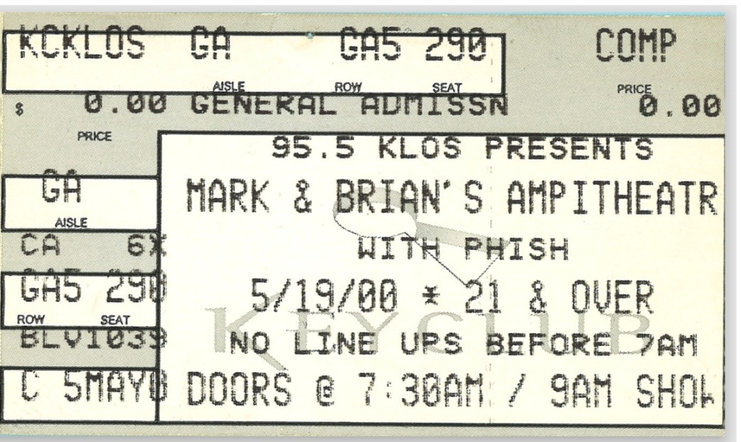 Ticket for 2000-05-19 at Key Club