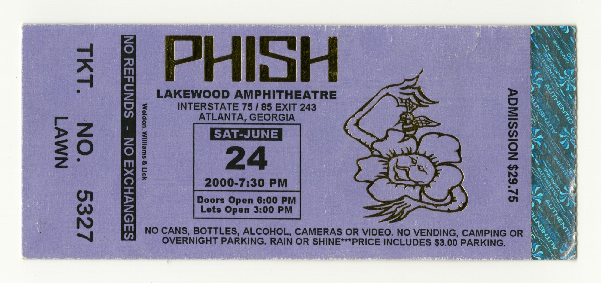 Ticket for 2000-06-24 at Lakewood Amphitheatre