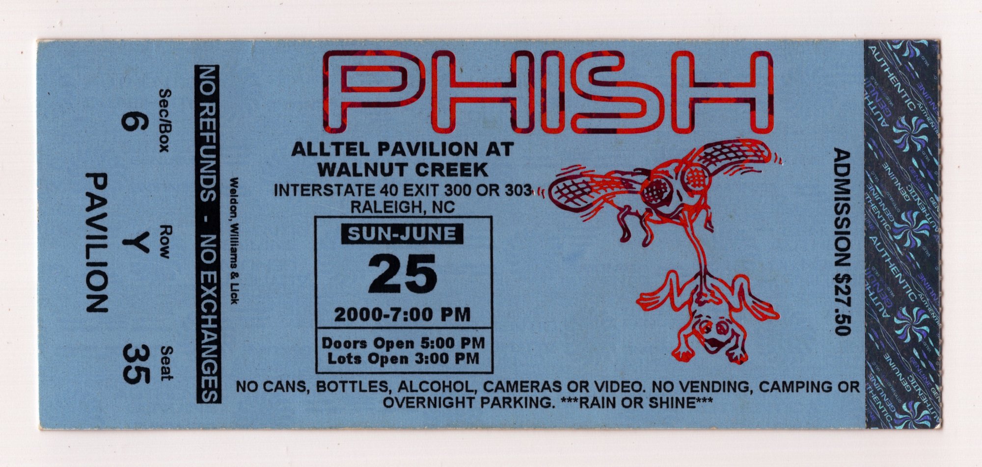Ticket for 2000-06-25 at Walnut Creek