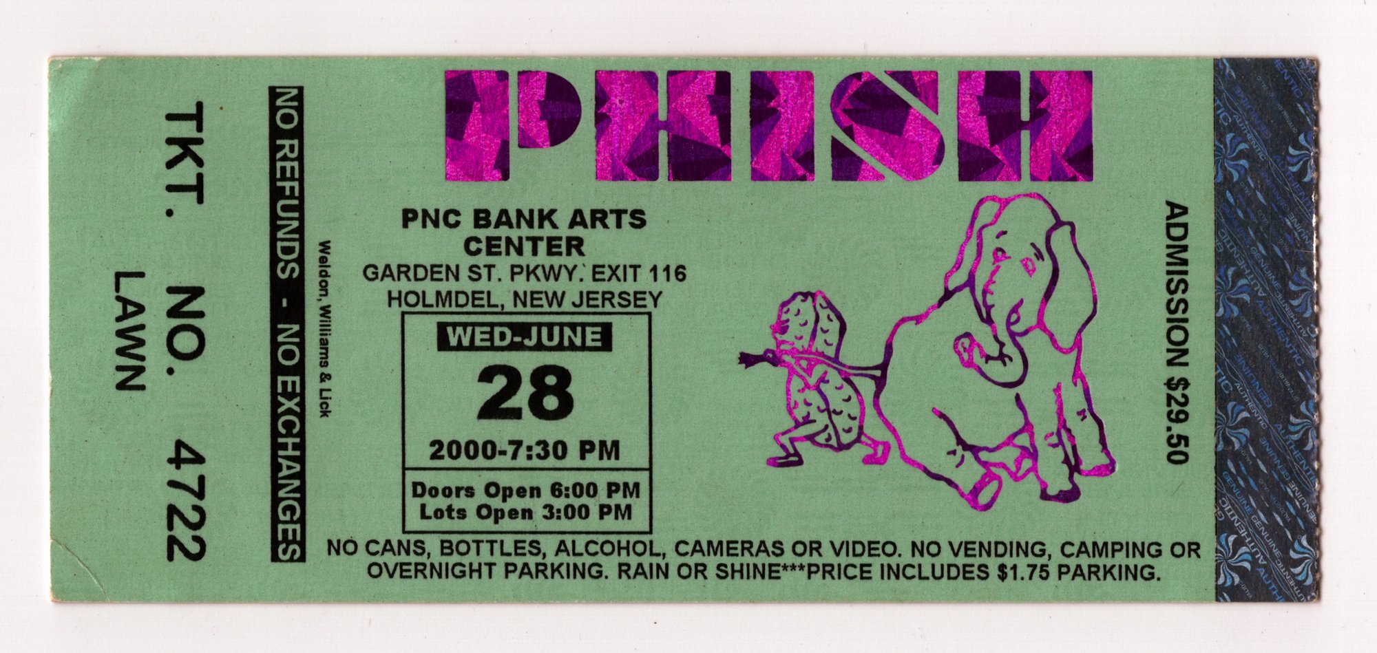 Ticket for 2000-06-28 at PNC Bank Arts Center