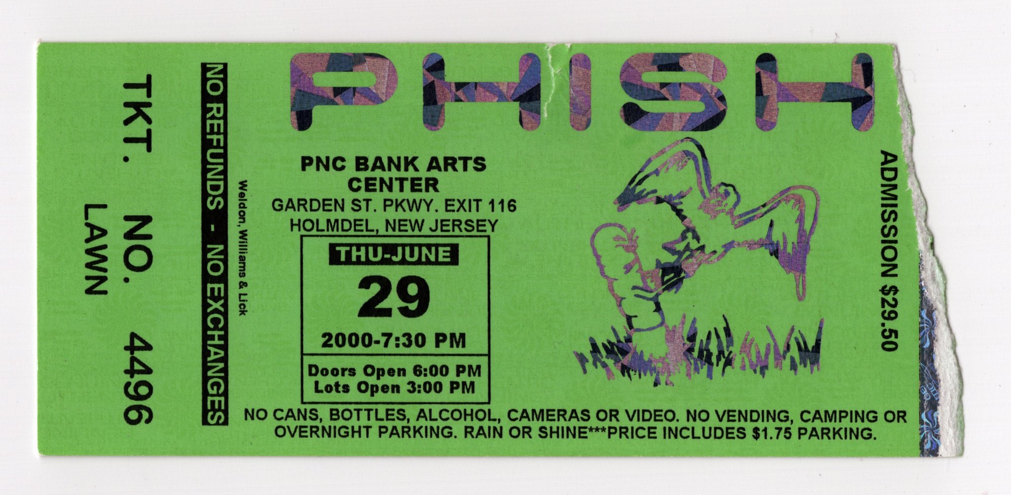 Ticket for 2000-06-29 at PNC Bank Arts Center