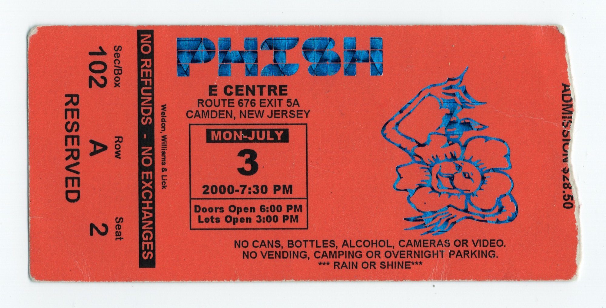 Ticket for 2000-07-03 at E Centre