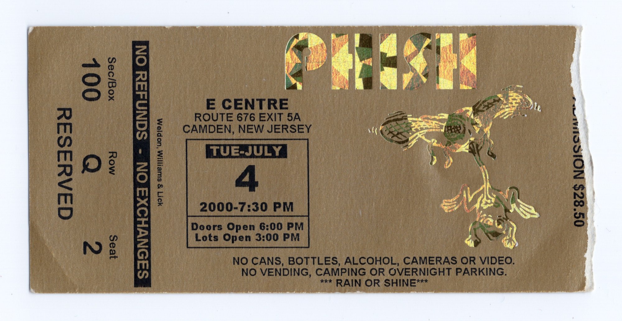 Ticket for 2000-07-04 at E Centre