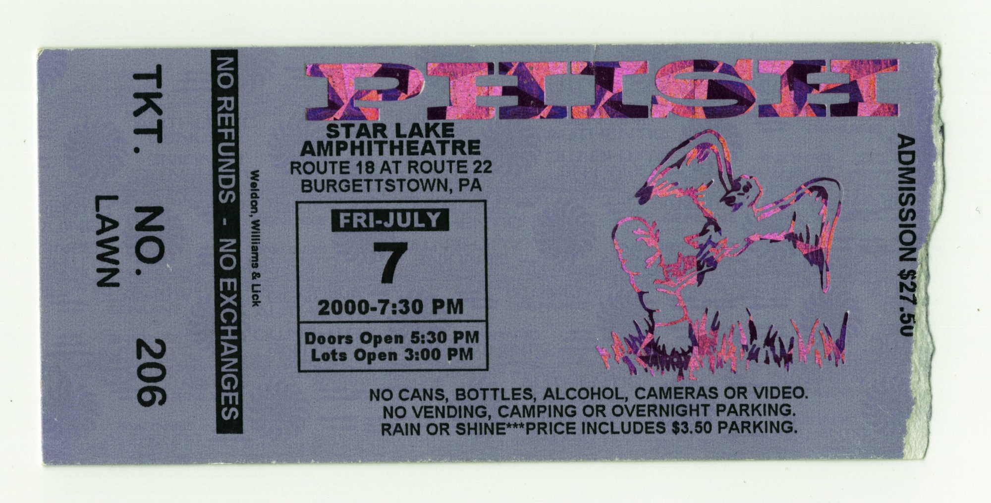 Ticket for 2000-07-07 at Star Lake Amphitheatre
