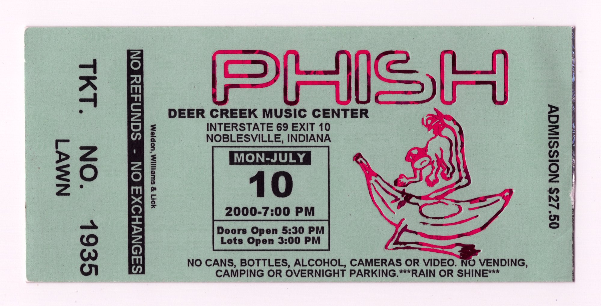 Ticket for 2000-07-10 at Deer Creek