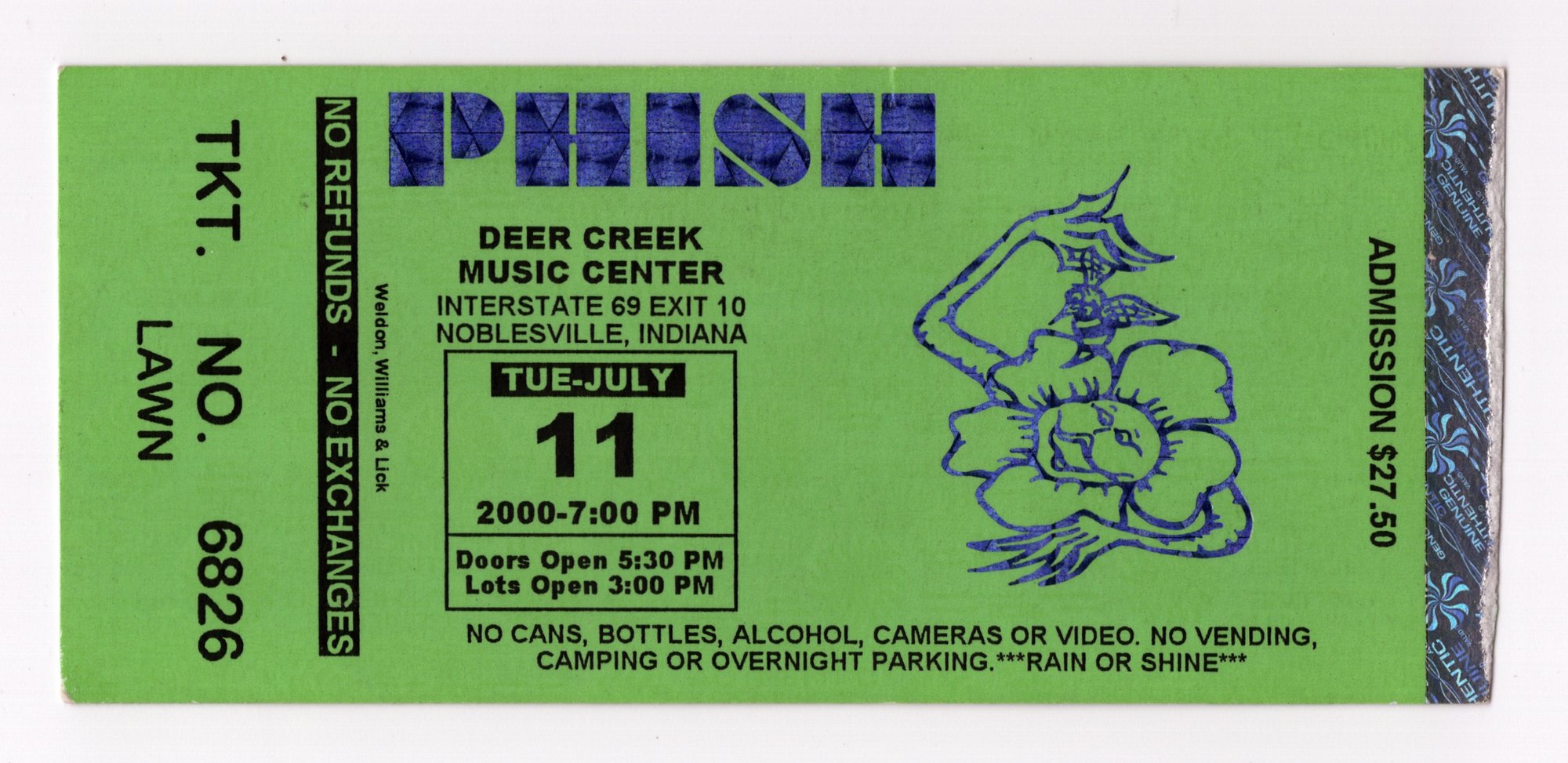 Ticket for 2000-07-11 at Deer Creek
