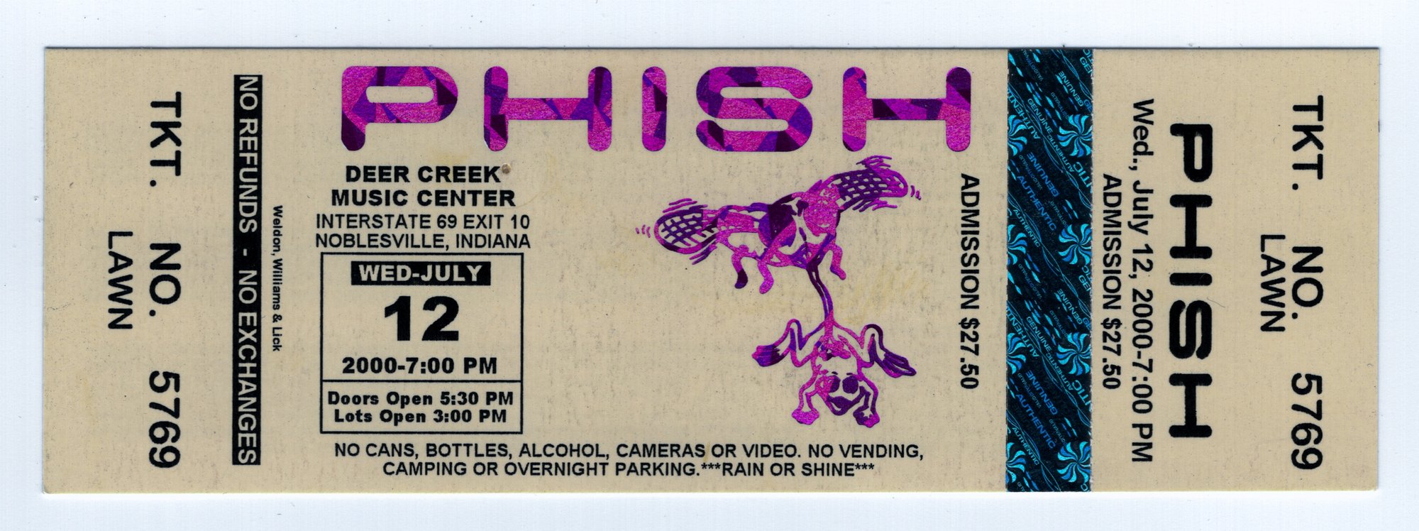 Ticket for 2000-07-12 at Deer Creek