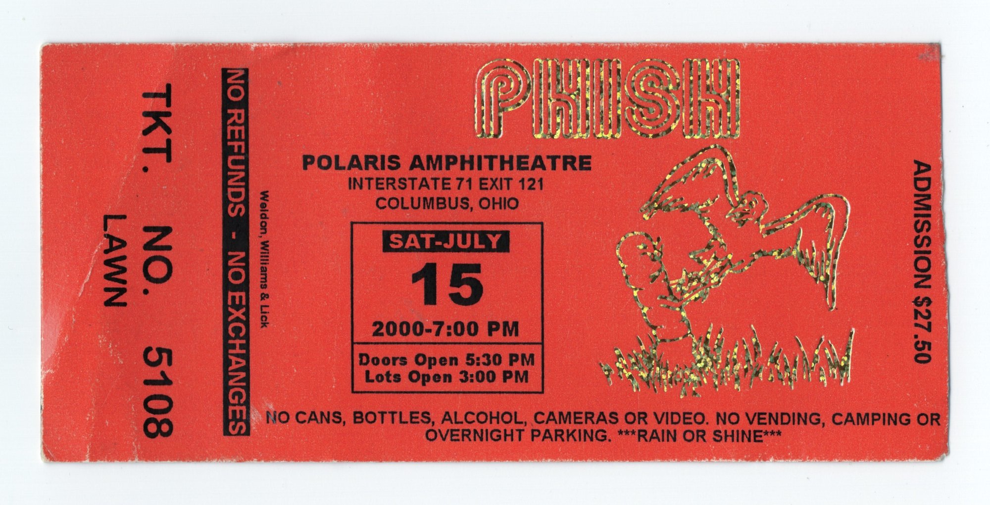 Ticket for 2000-07-15 at Polaris Amphitheater