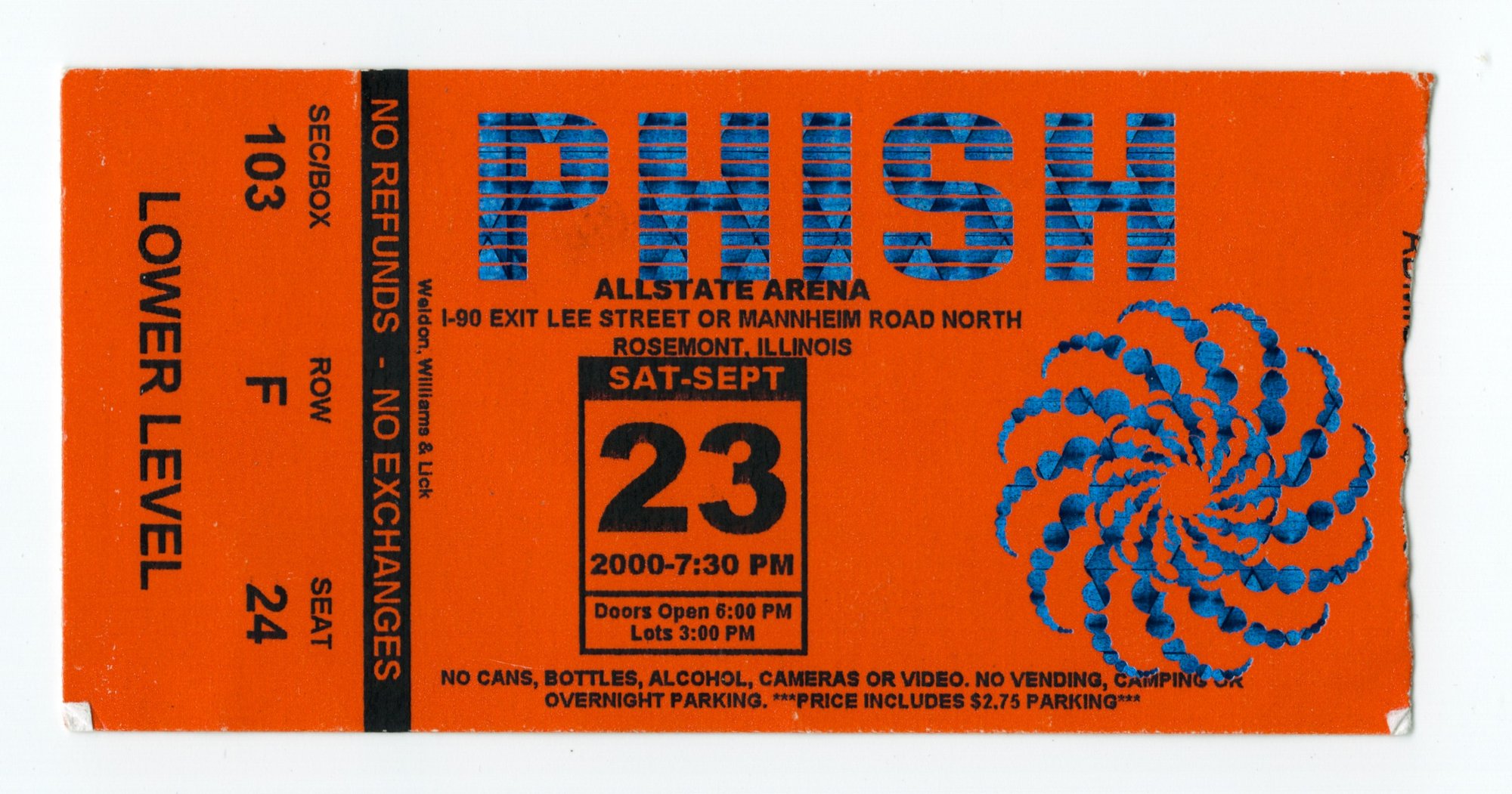 Ticket for 2000-09-23 at Allstate Arena