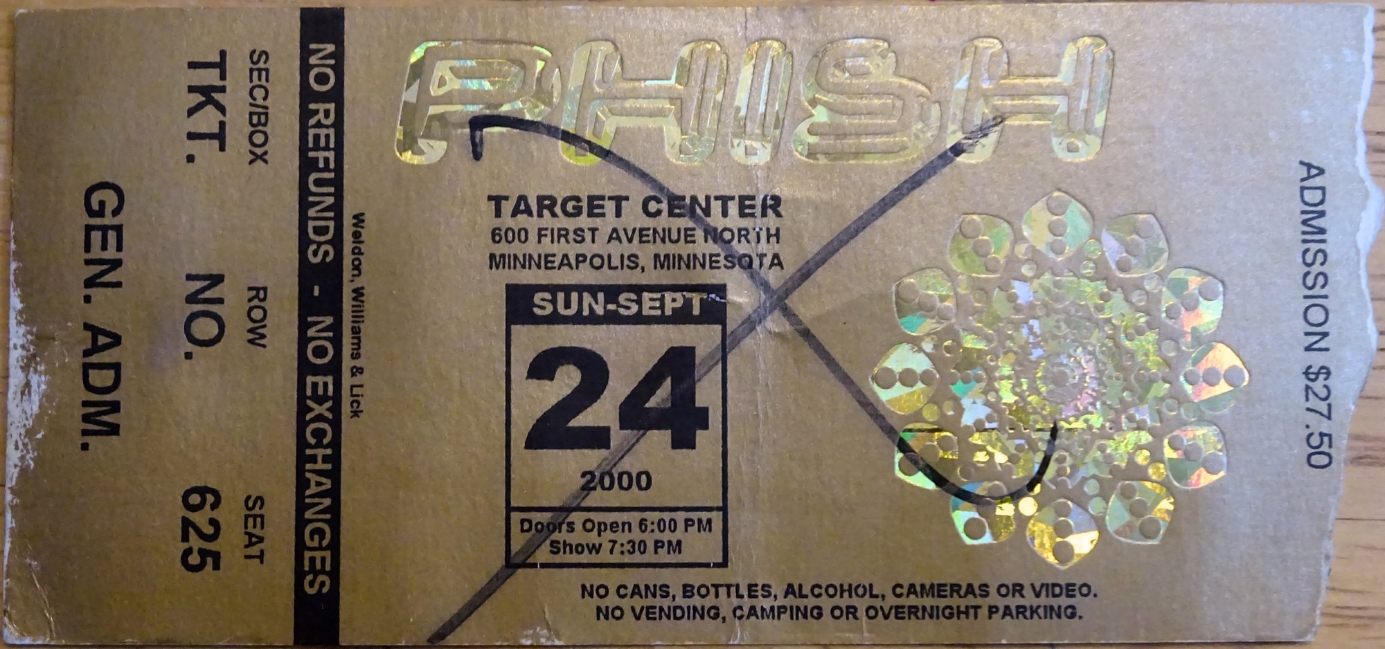 Ticket for 2000-09-24 at Target Center
