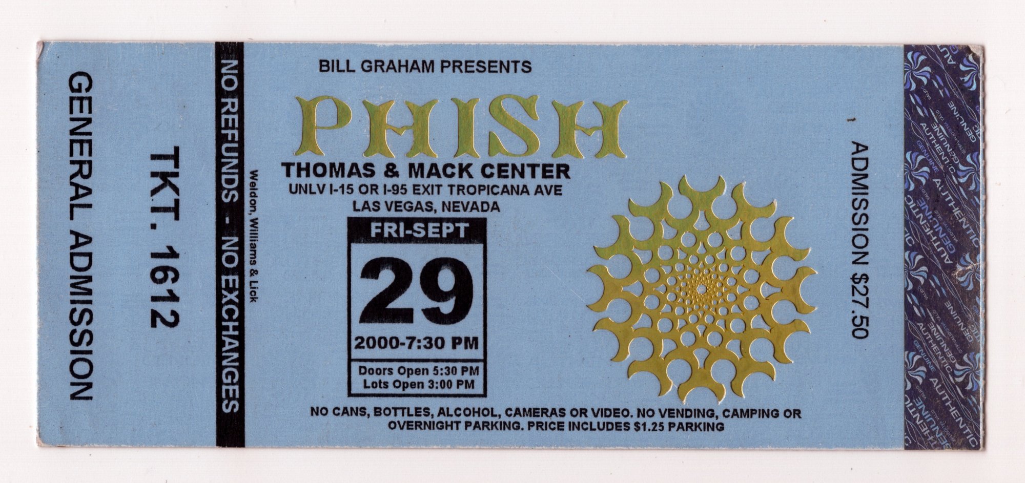 Ticket for 2000-09-29 at Thomas & Mack Center
