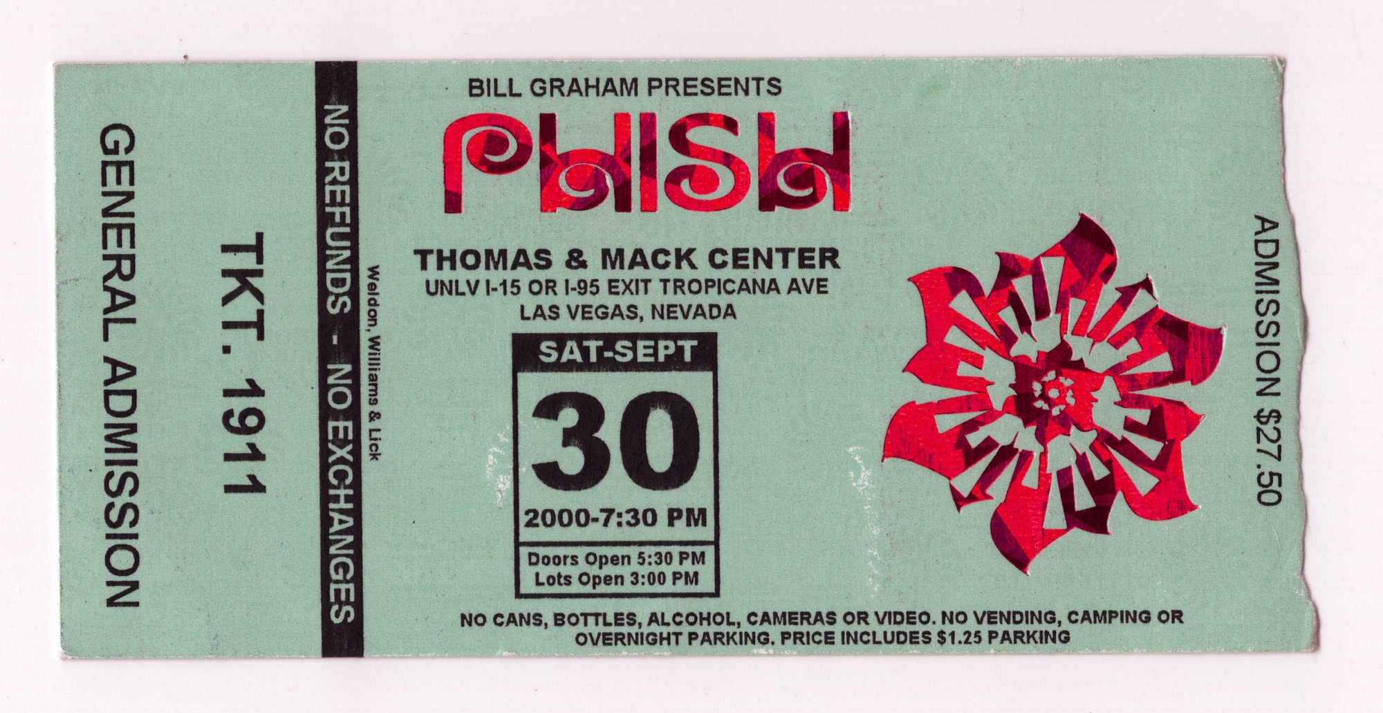 Ticket for 2000-09-30 at Thomas & Mack Center