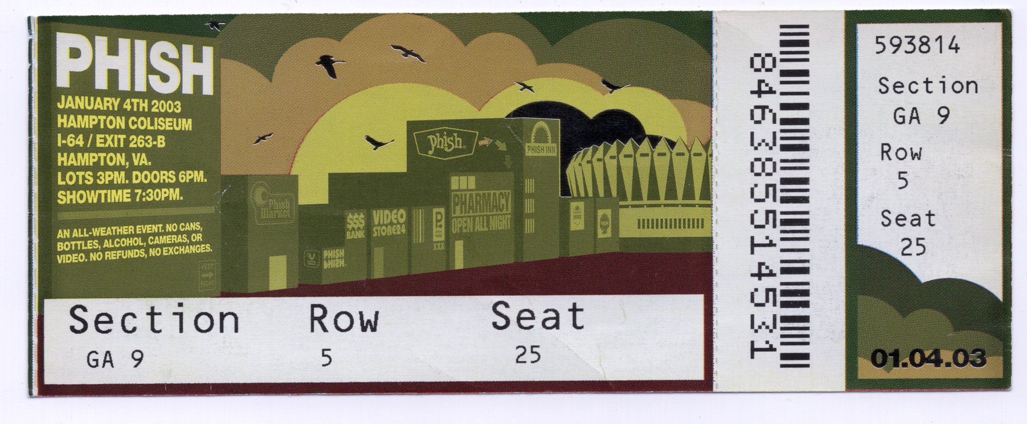 Ticket for 2003-01-04 at Hampton Coliseum