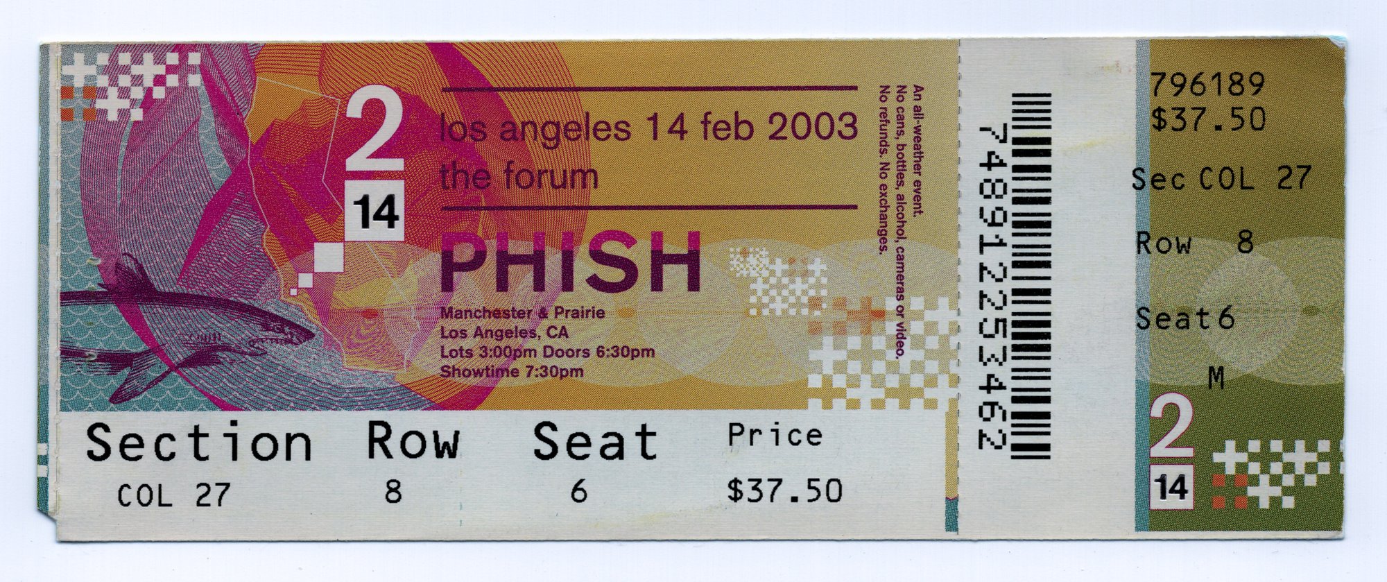 Ticket for 2003-02-14 at Great Western Forum