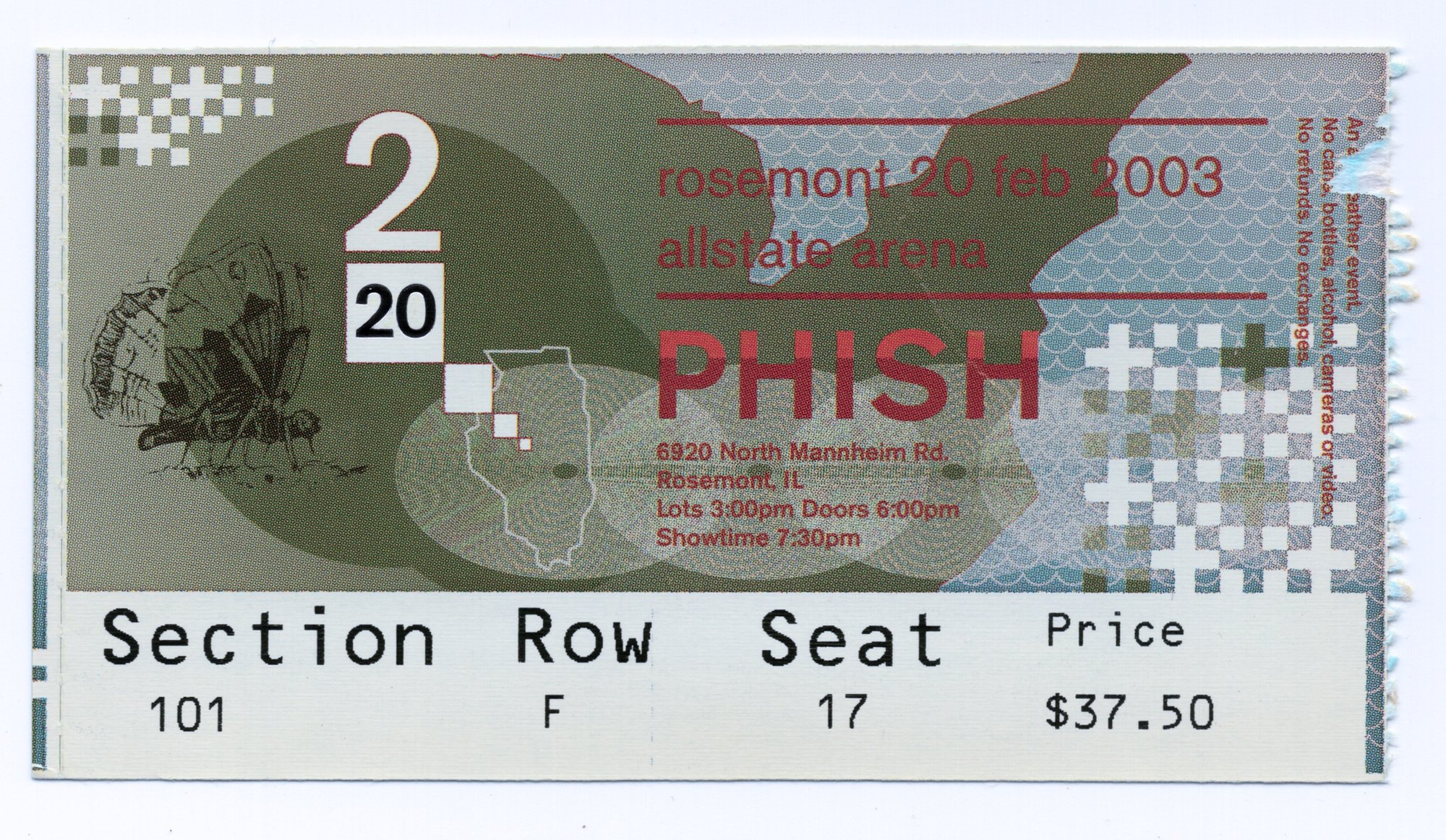 Ticket for 2003-02-20 at Allstate Arena