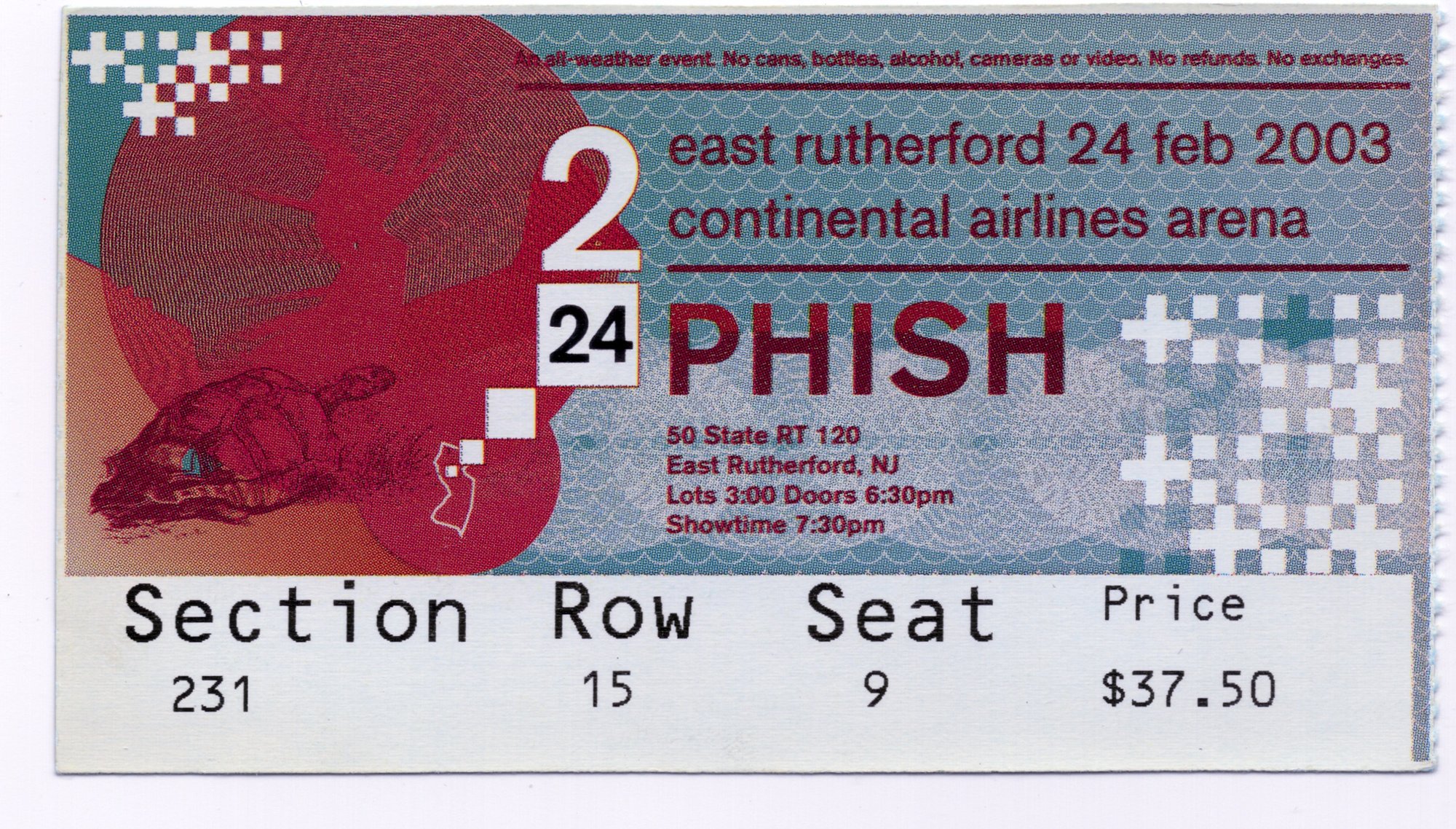 Ticket for 2003-02-24 at Continental Airlines Arena