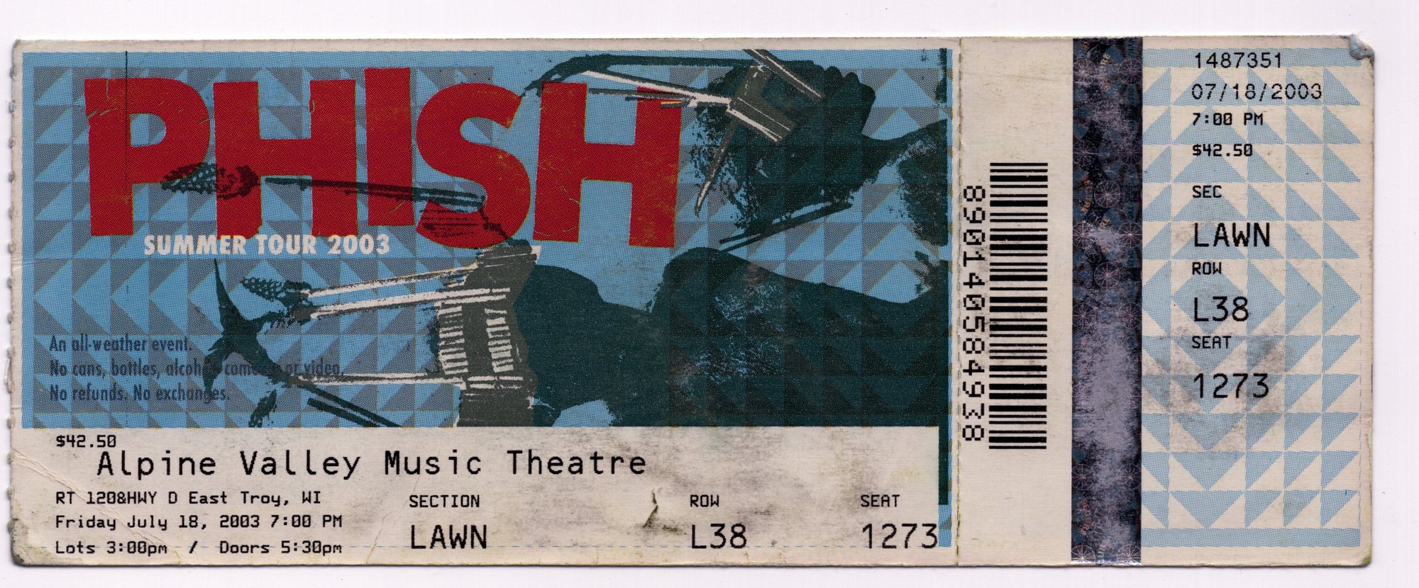 Ticket for 2003-07-18 at Alpine Valley
