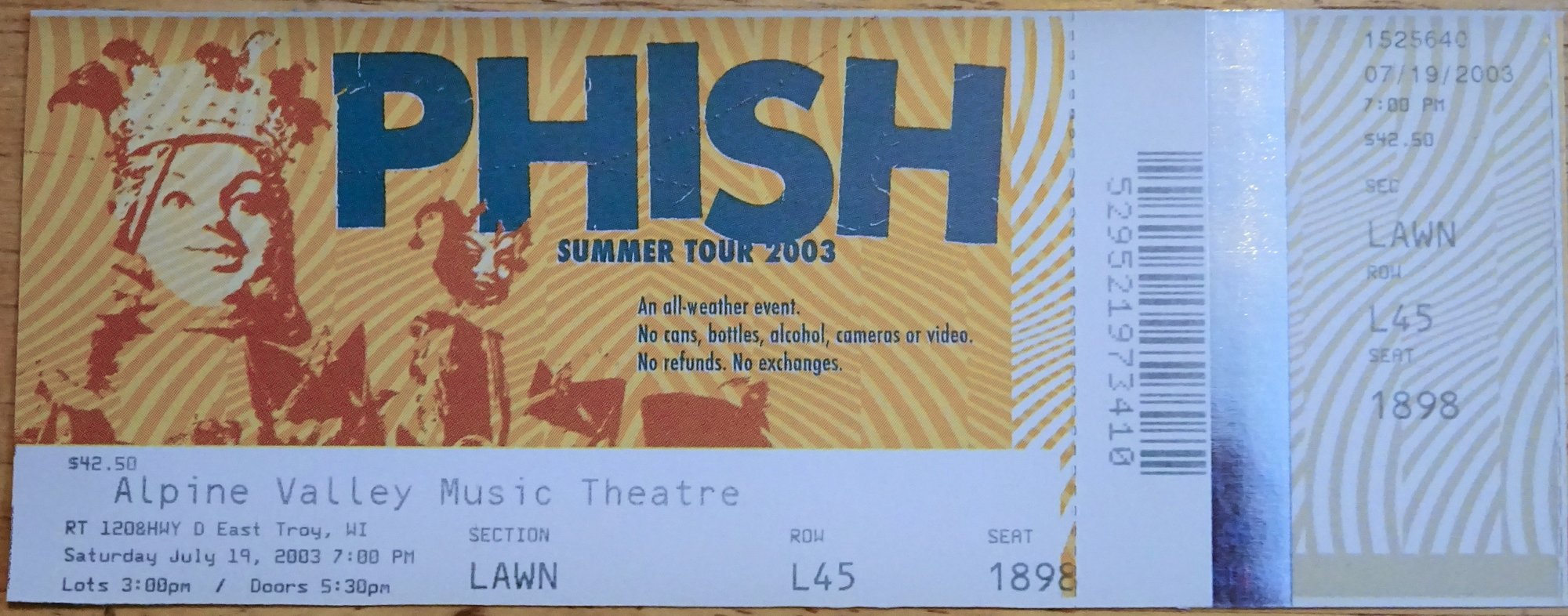 Ticket for 2003-07-19 at Alpine Valley