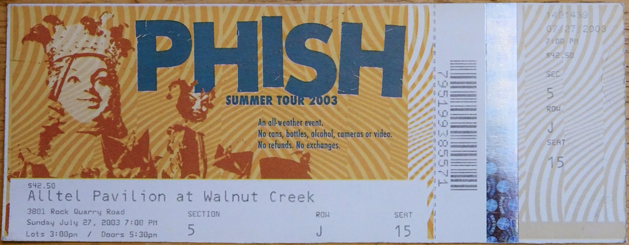 Ticket for 2003-07-27 at ALLTEL Pavilion