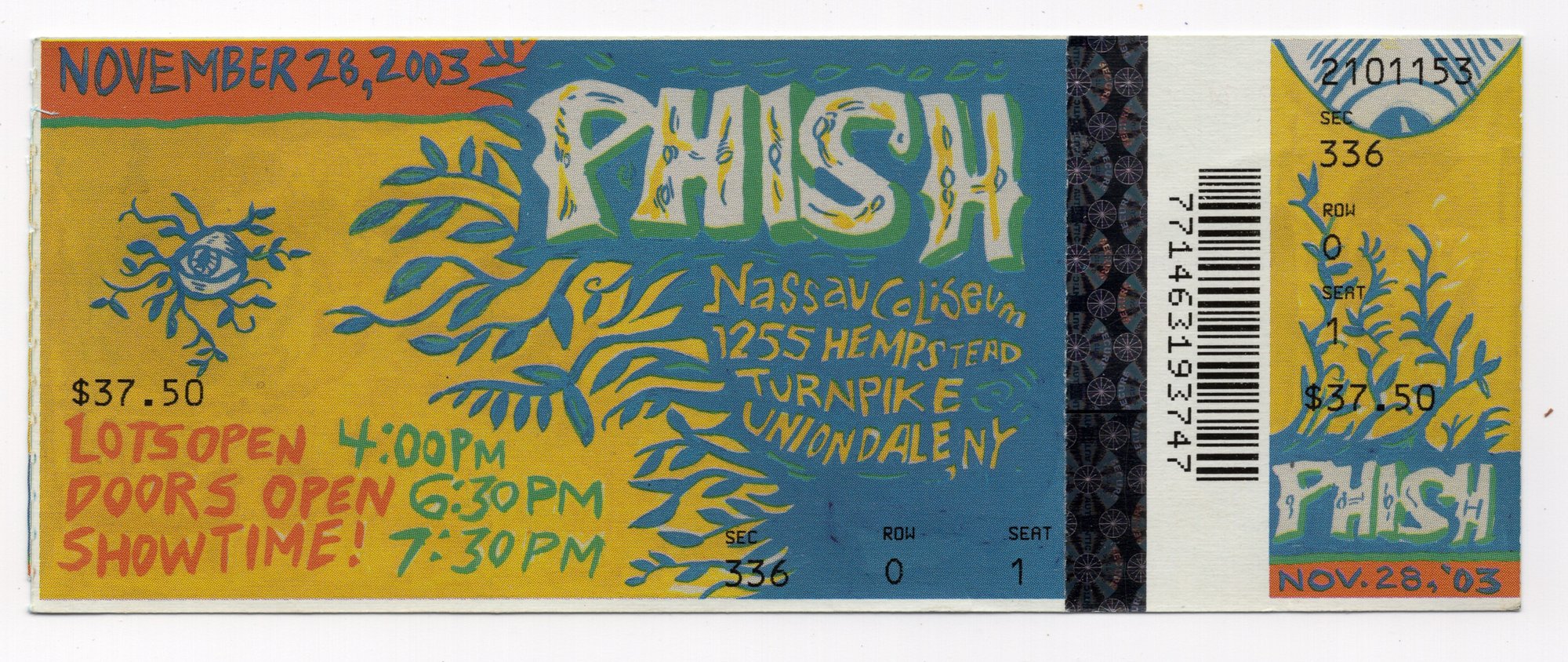 Ticket for 2003-11-28 at Nassau Veterans Memorial Coliseum