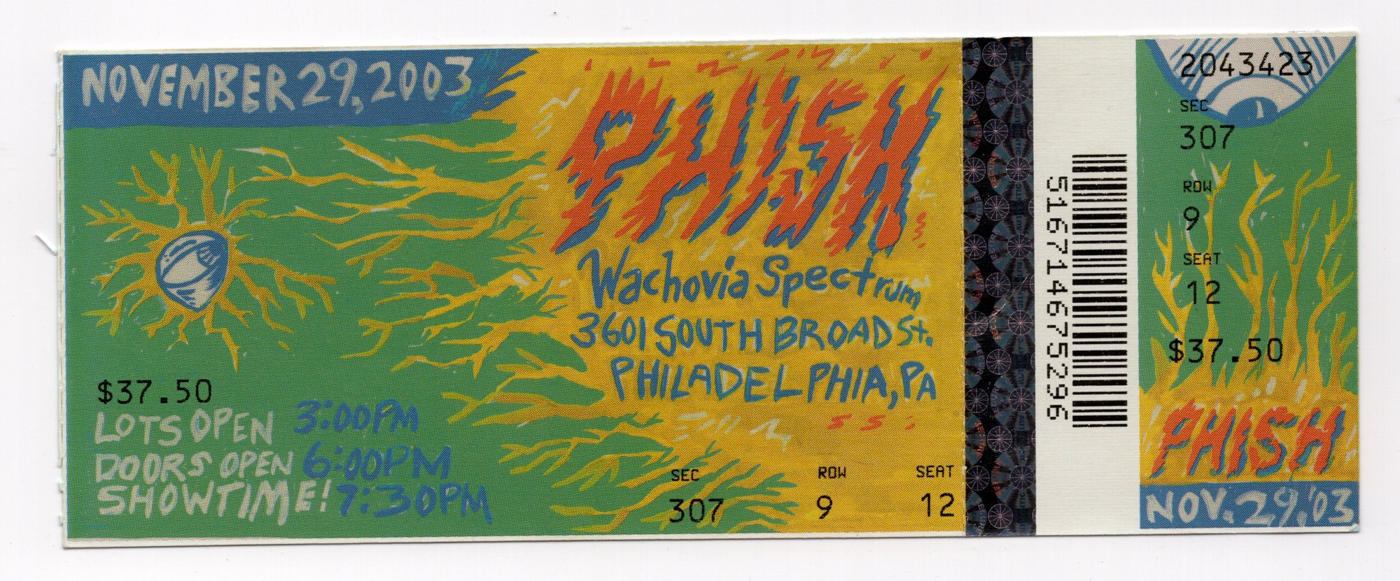 Ticket for 2003-11-29 at Wachovia Spectrum