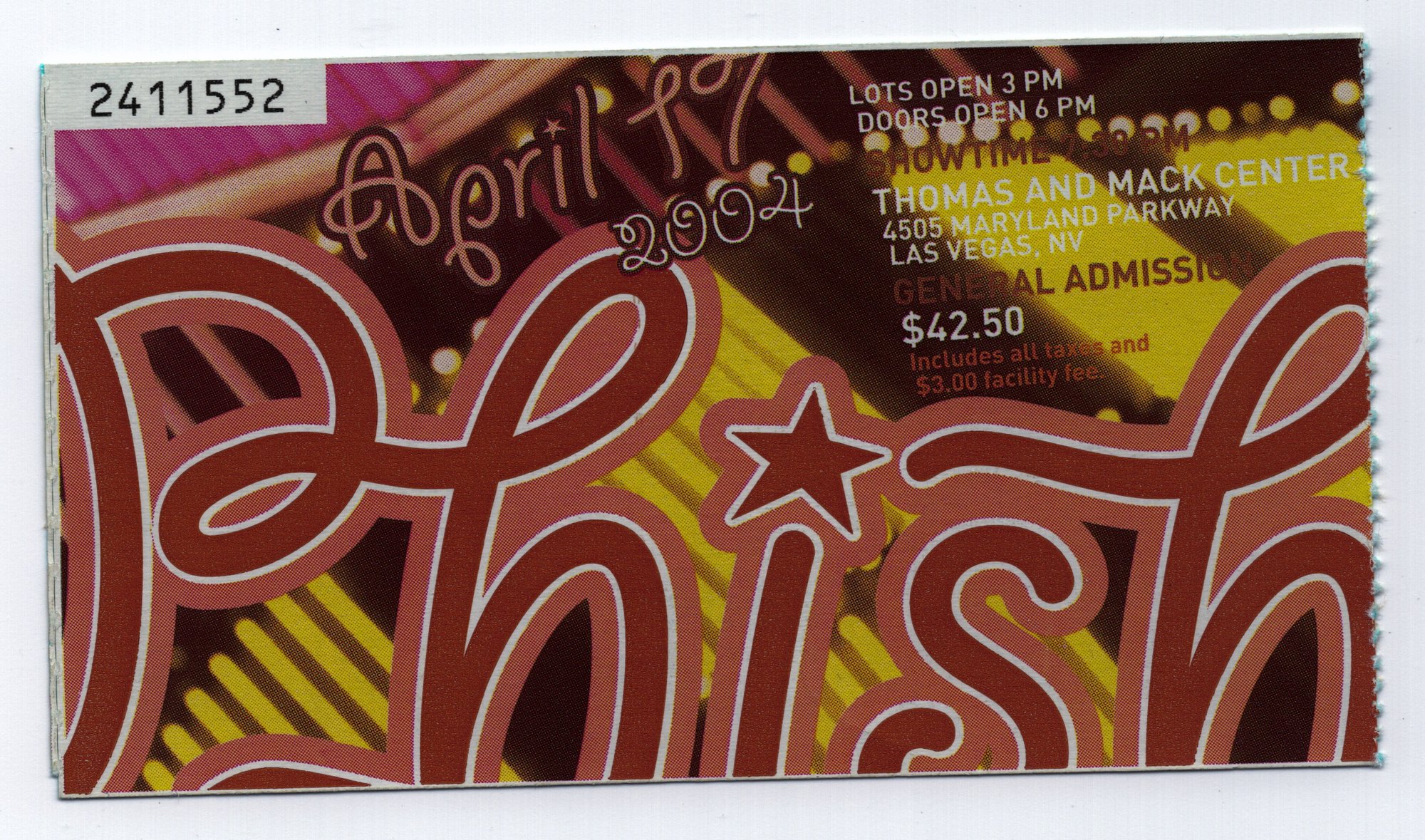 Ticket for 2004-04-17 at Thomas & Mack Center